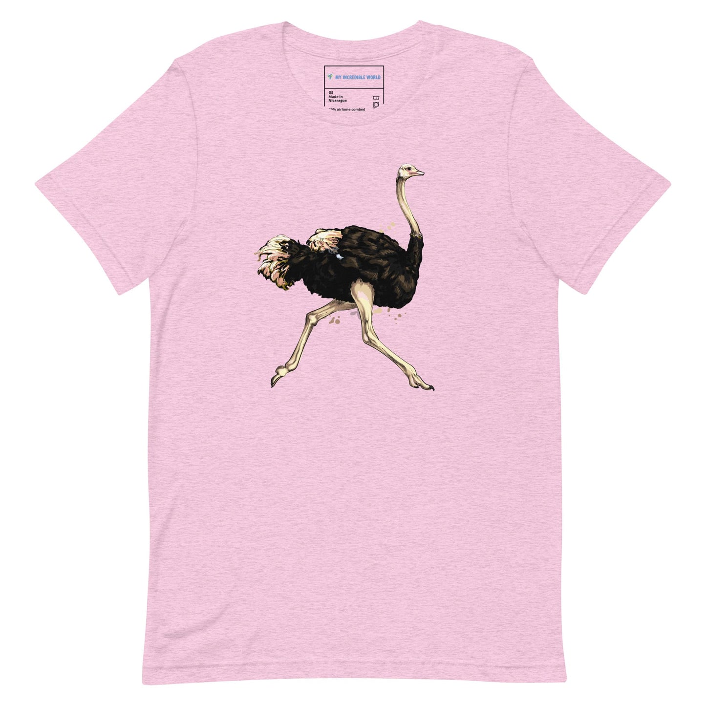 "Watercolor Ostrich" Ostrich T-Shirt (Adult Unisex) Heather Prism Lilac / XS