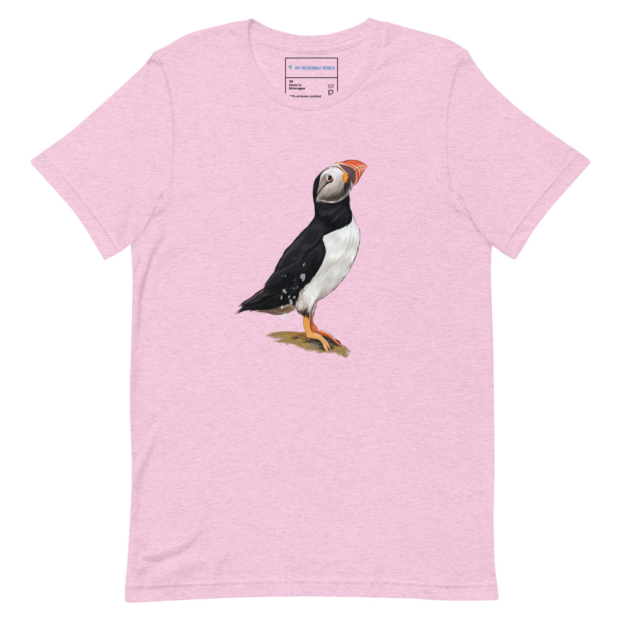 "Watercolor Puffin" Puffin T-Shirt (Adult Unisex) Heather Prism Lilac / XS