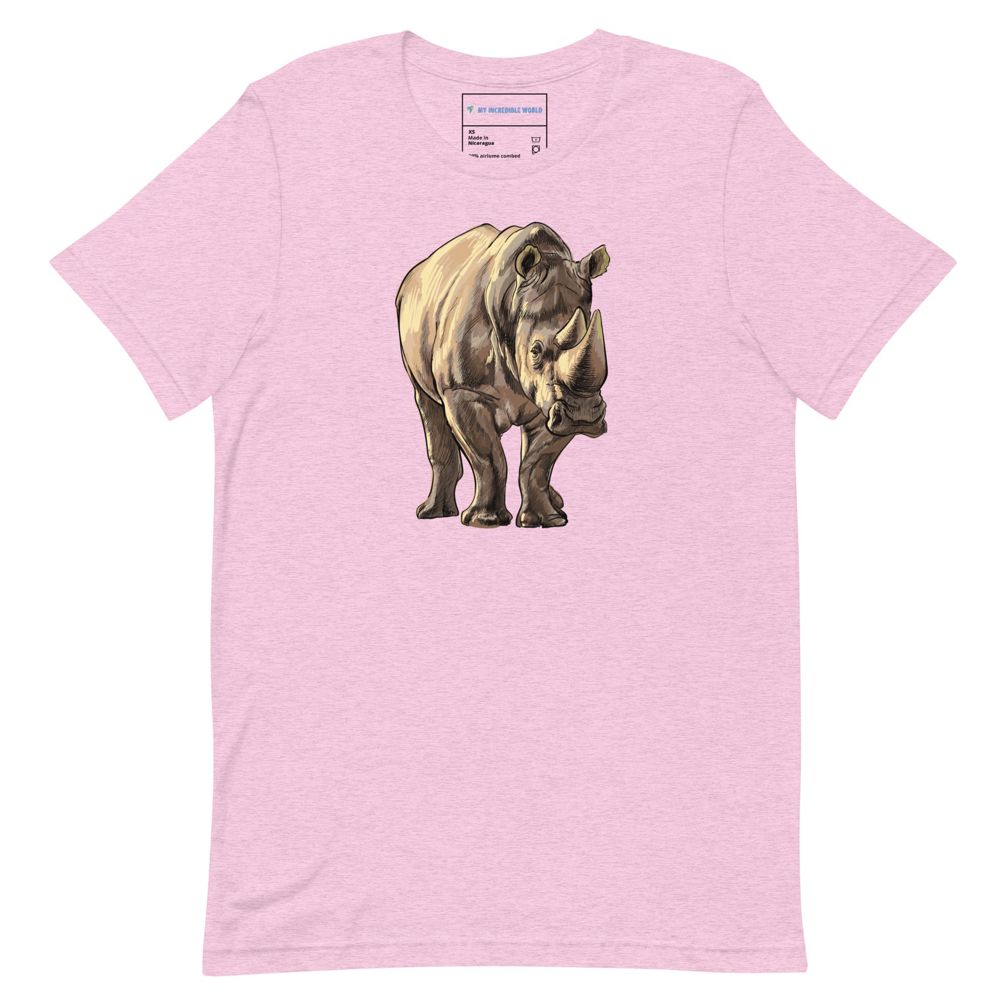 "Watercolor Rhinoceros" Rhino T-Shirt (Adult Unisex) Heather Prism Lilac / XS