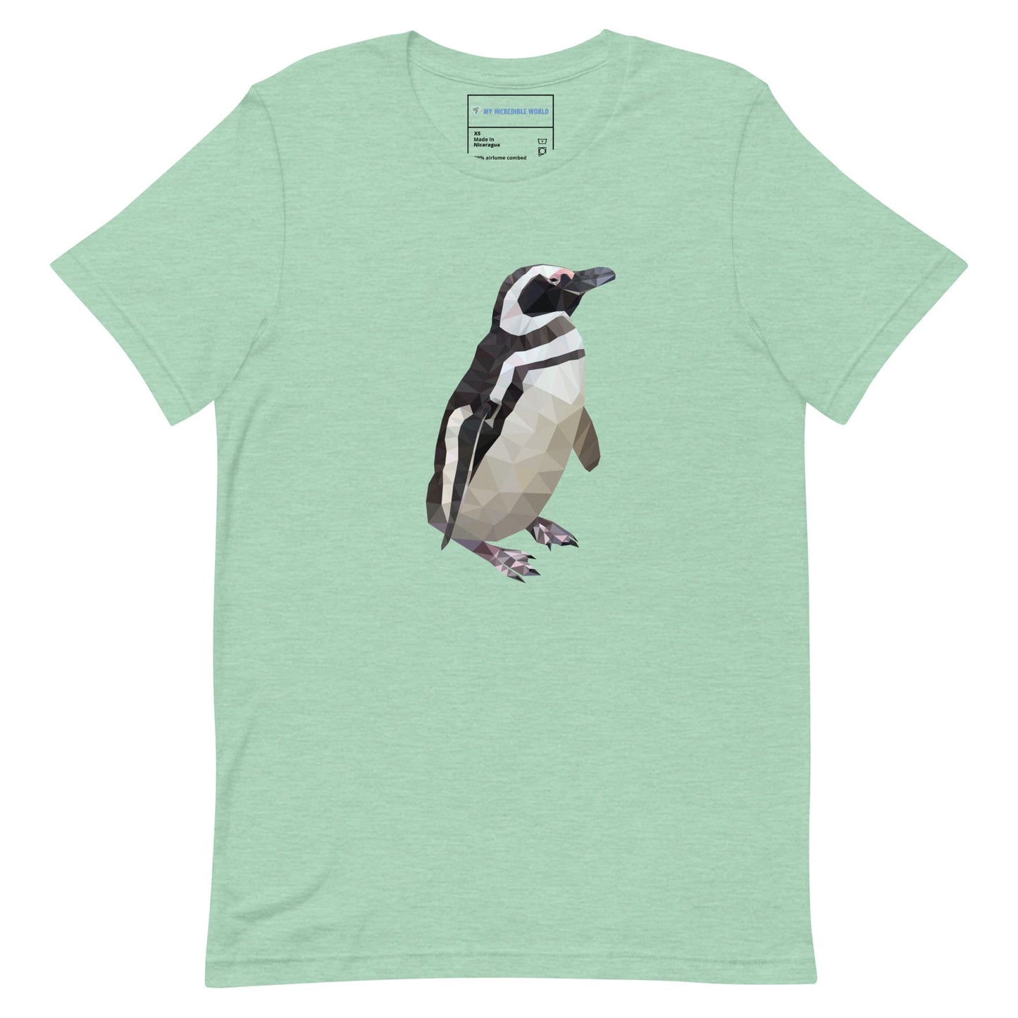 "Low-Poly Penguin" Polygonal Penguin T-Shirt (Adult Unisex) Heather Prism Mint / XS