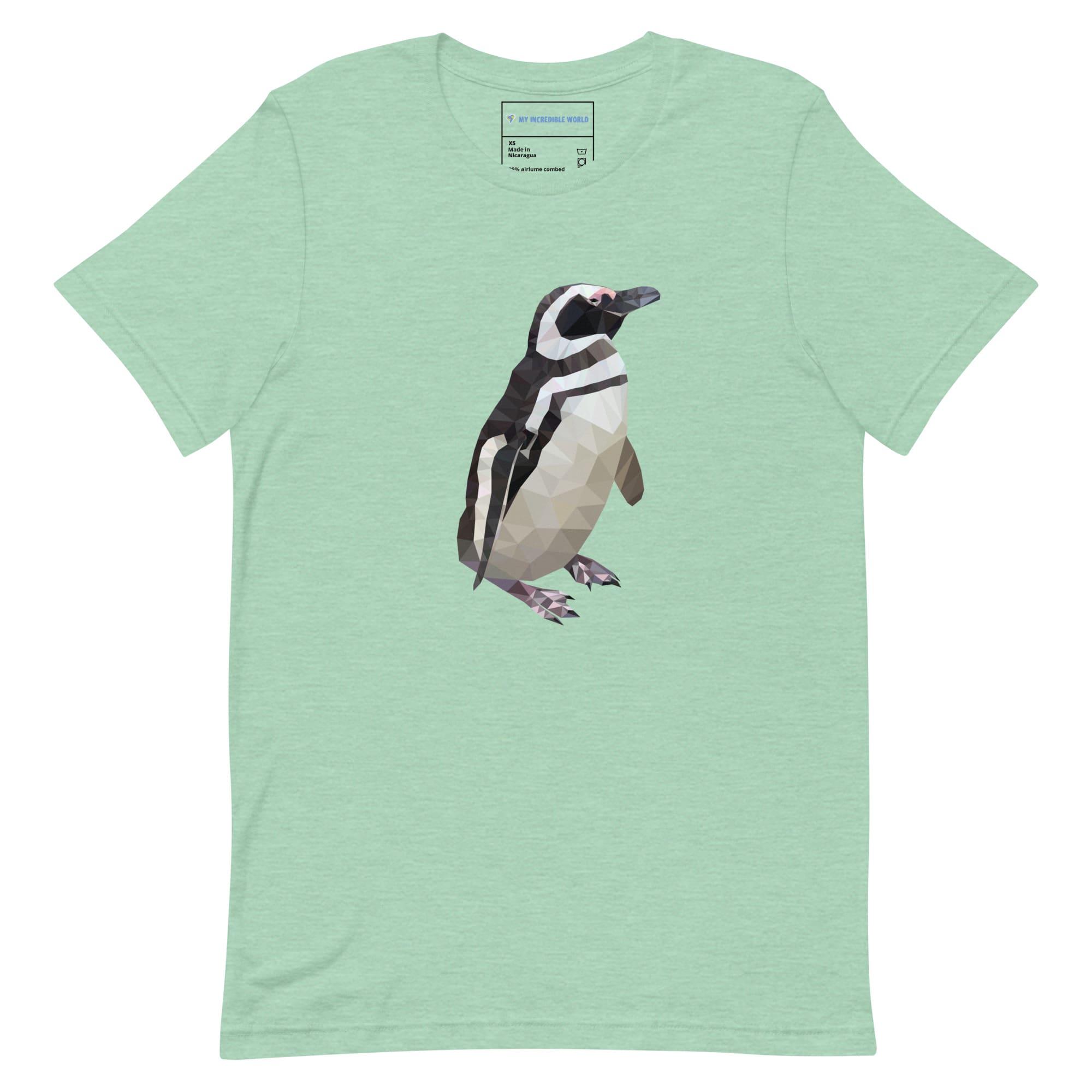 "Low-Poly Penguin" Polygonal Penguin T-Shirt (Adult Unisex) Heather Prism Mint / XS