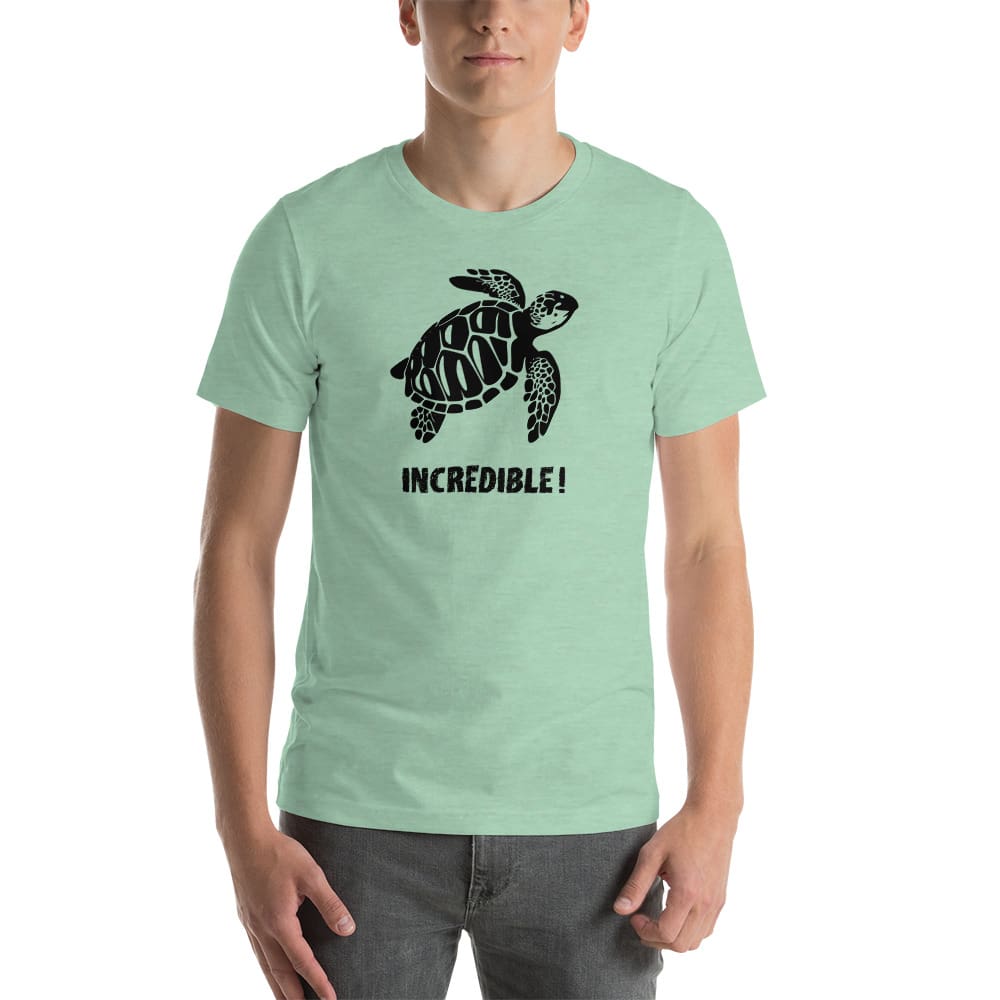 "Sea Turtles Are Incredible" Sea Turtle T-Shirt - Black Print (Adult Unisex / Men's) Heather Prism Mint / XS