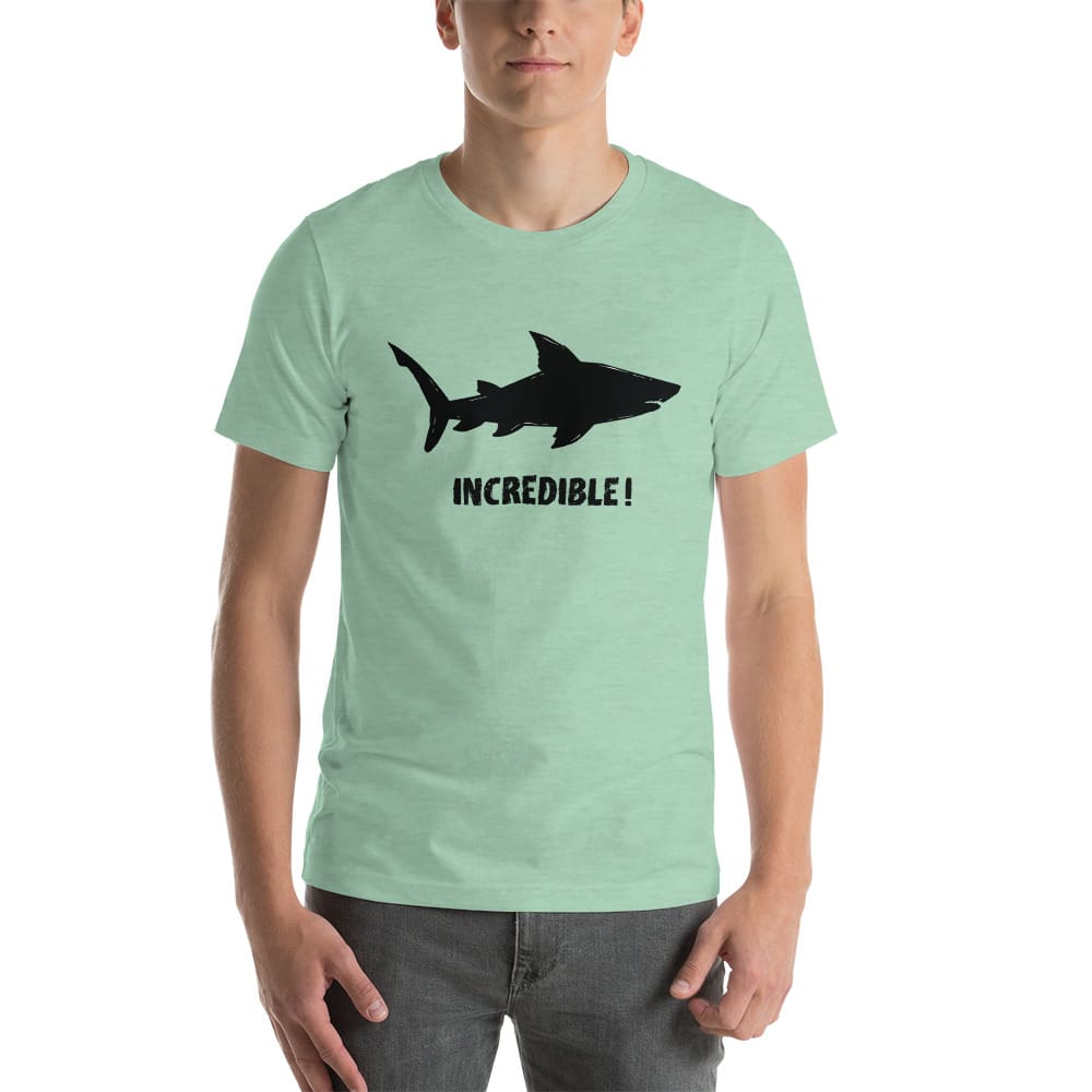 "Sharks Are Incredible" Shark T-Shirt - Black Print (Adult Unisex/Men's) Heather Prism Mint / XS