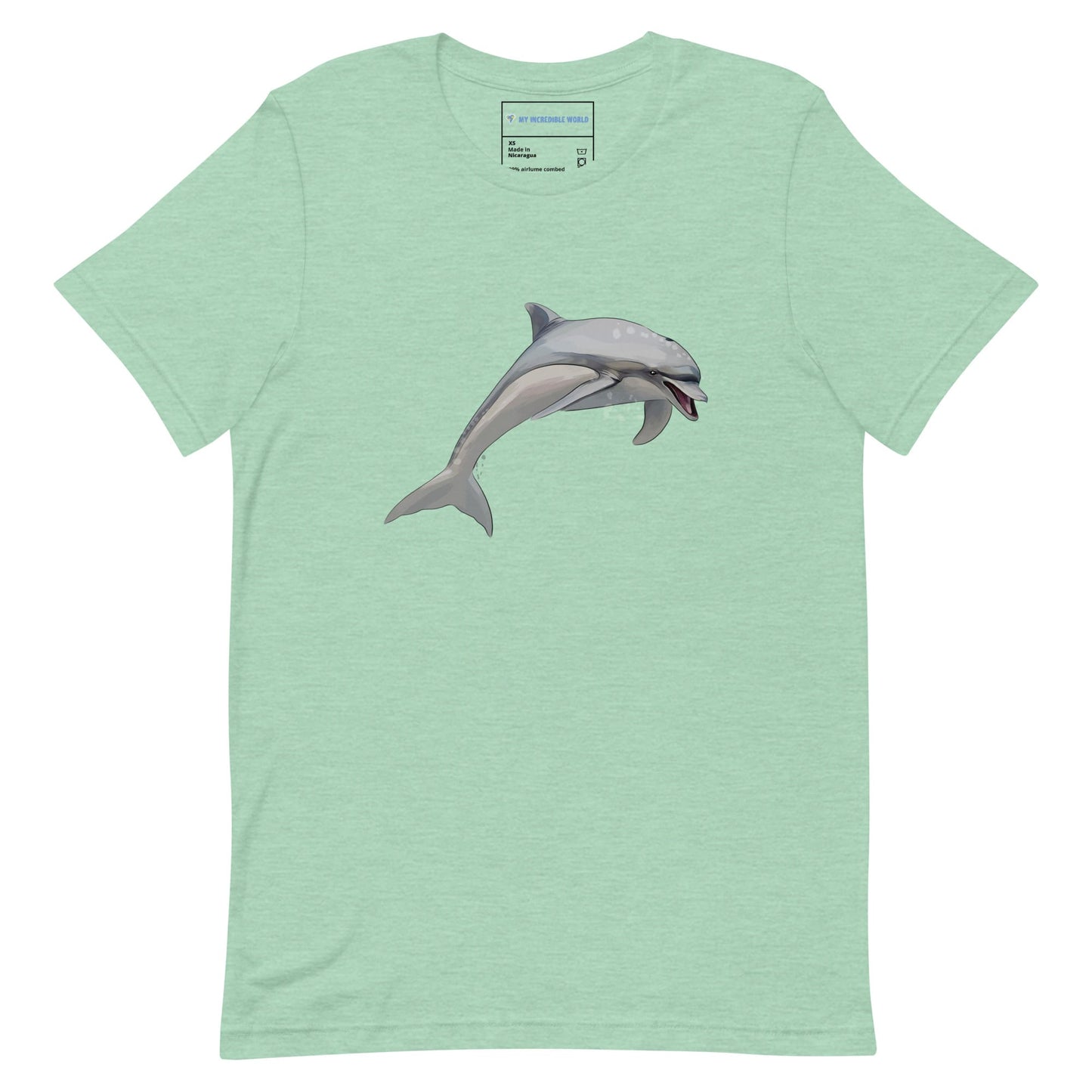 "Watercolor Dolphin" Dolphin T-Shirt (Adult Unisex) Heather Prism Mint / XS