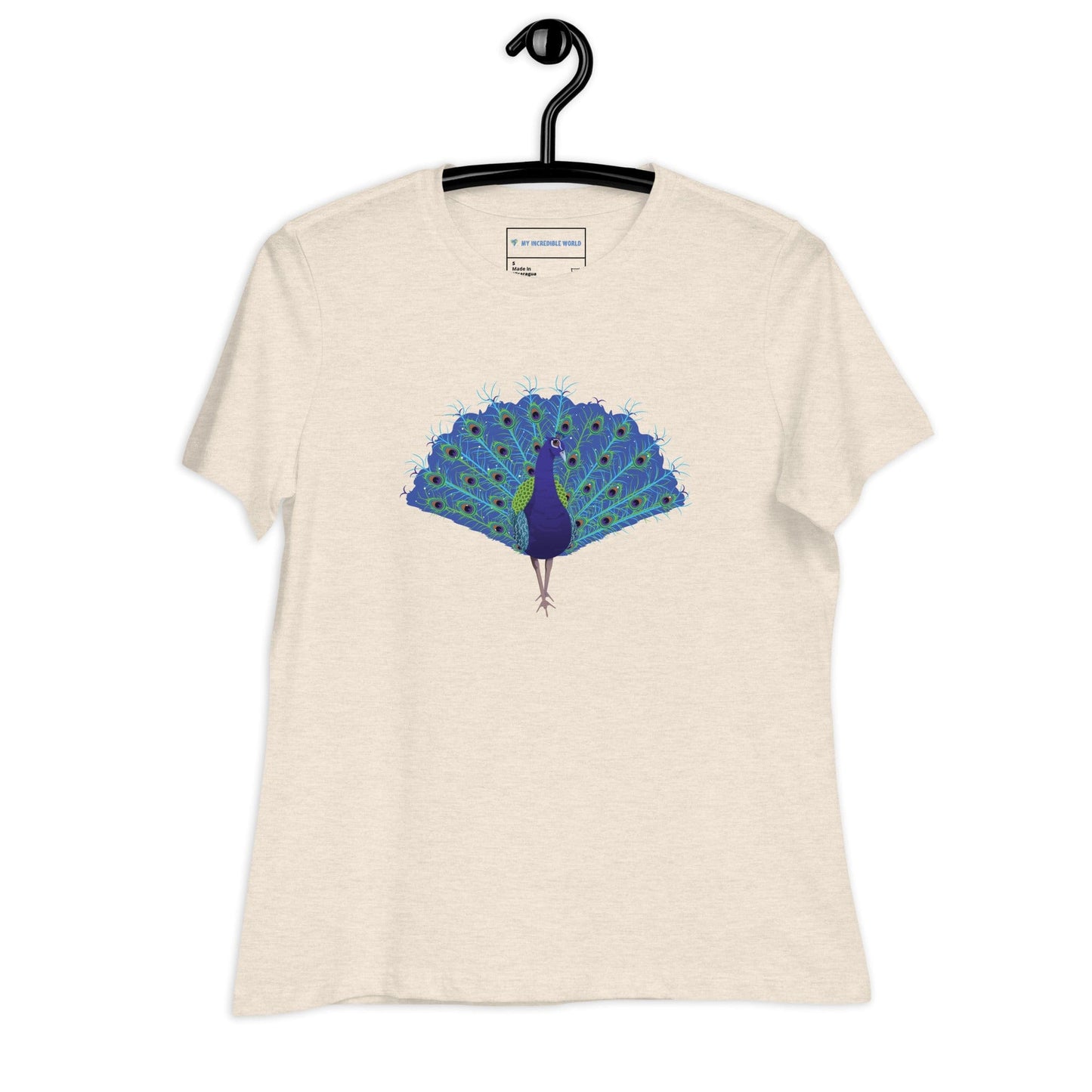 "Strut Your Stuff" Peacock T-Shirt (Women's) Heather Prism Natural / S