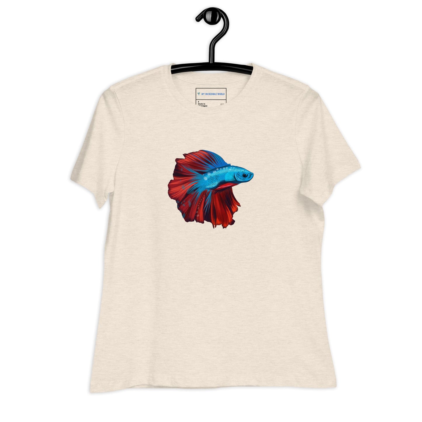 "Watercolor Betta" Women's Betta Fish T-Shirt Heather Prism Natural / S