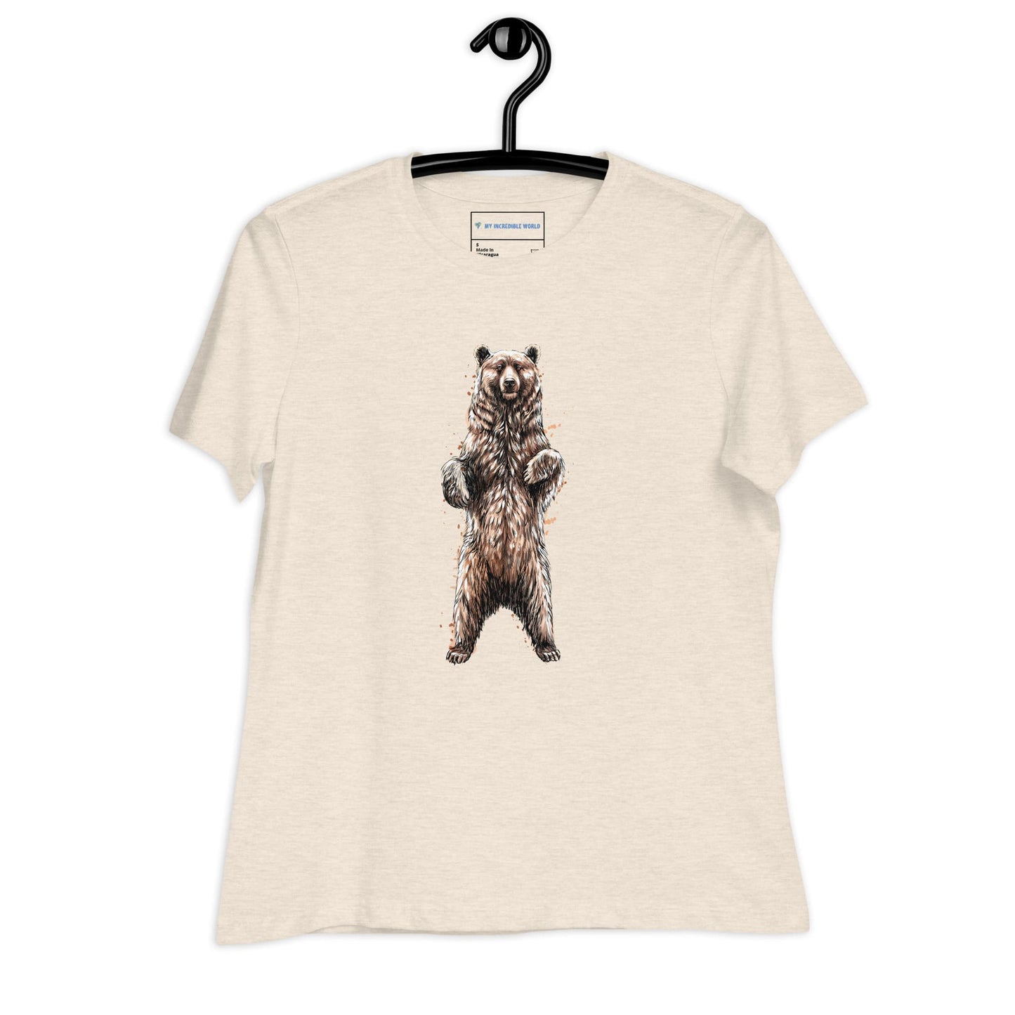 "Watercolor Brown Bear" Women's Brown Bear T-Shirt Heather Prism Natural / S