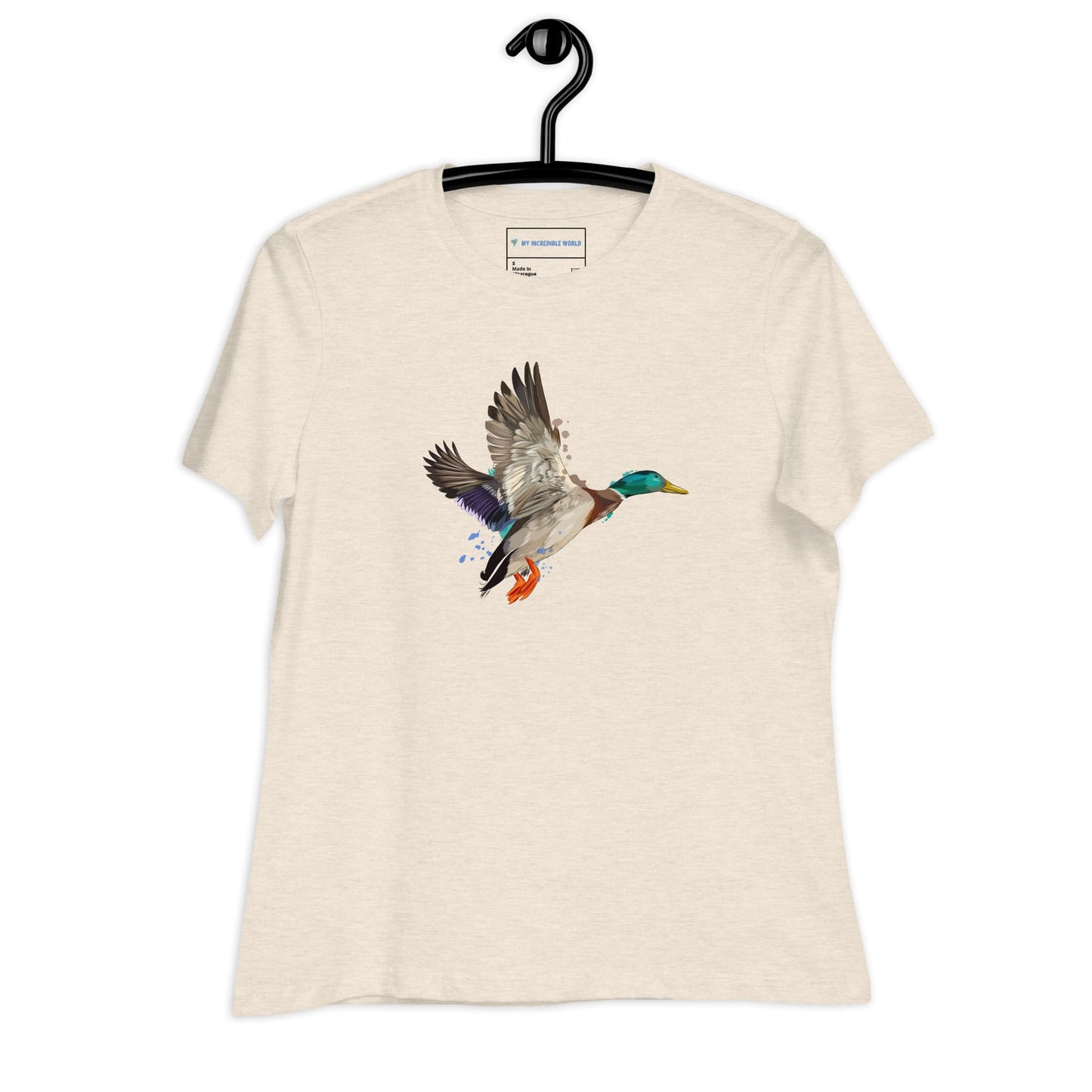 "Watercolor Duck" Women's Mallard Duck T-Shirt Heather Prism Natural / S