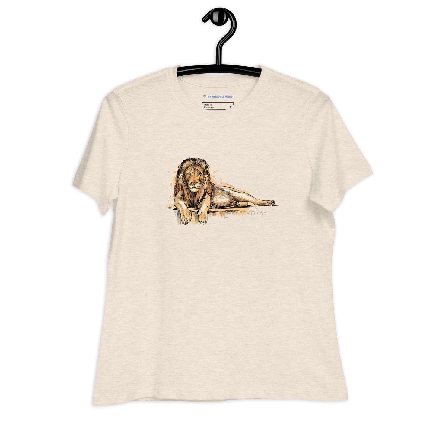 "Watercolor Lion" Women's Lion T-Shirt Heather Prism Natural / S