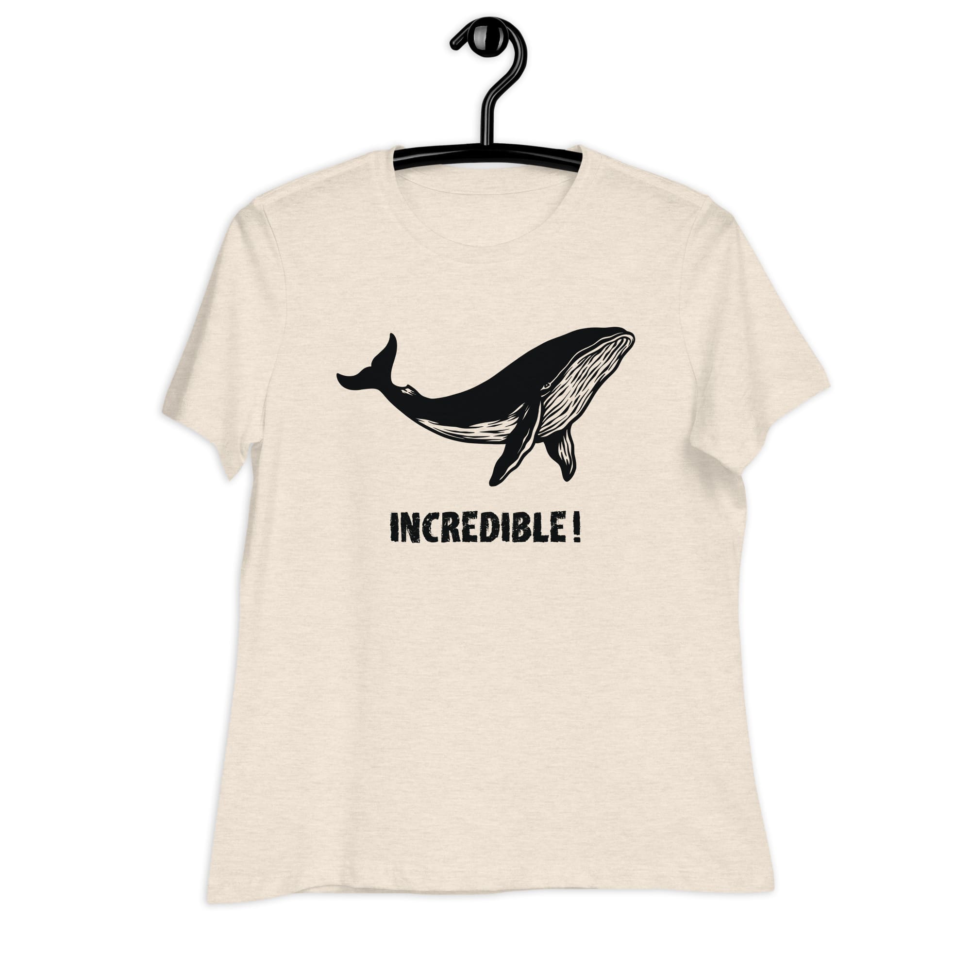 "Whales Are Incredible" Whale T-Shirt for Women (Black Print) Heather Prism Natural / S