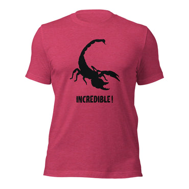 "Scorpions Are Incredible" Scorpion T-Shirt - Black Print (Adult Unisex / Men's) Heather Raspberry / S