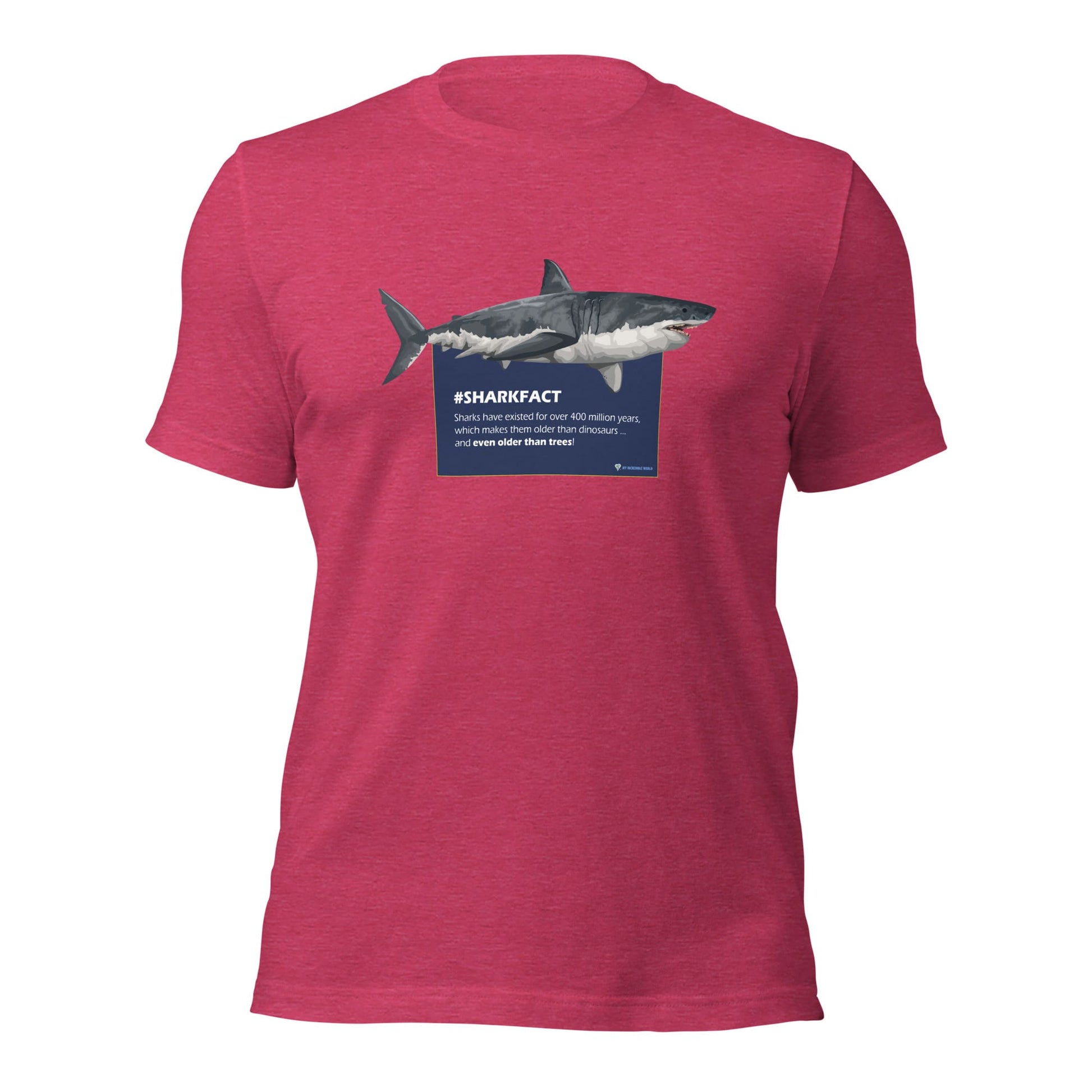 "#SHARKFACT Sharks Are Older Than Trees" Shark T-Shirt (Adult Unisex/Men's) Heather Raspberry / S