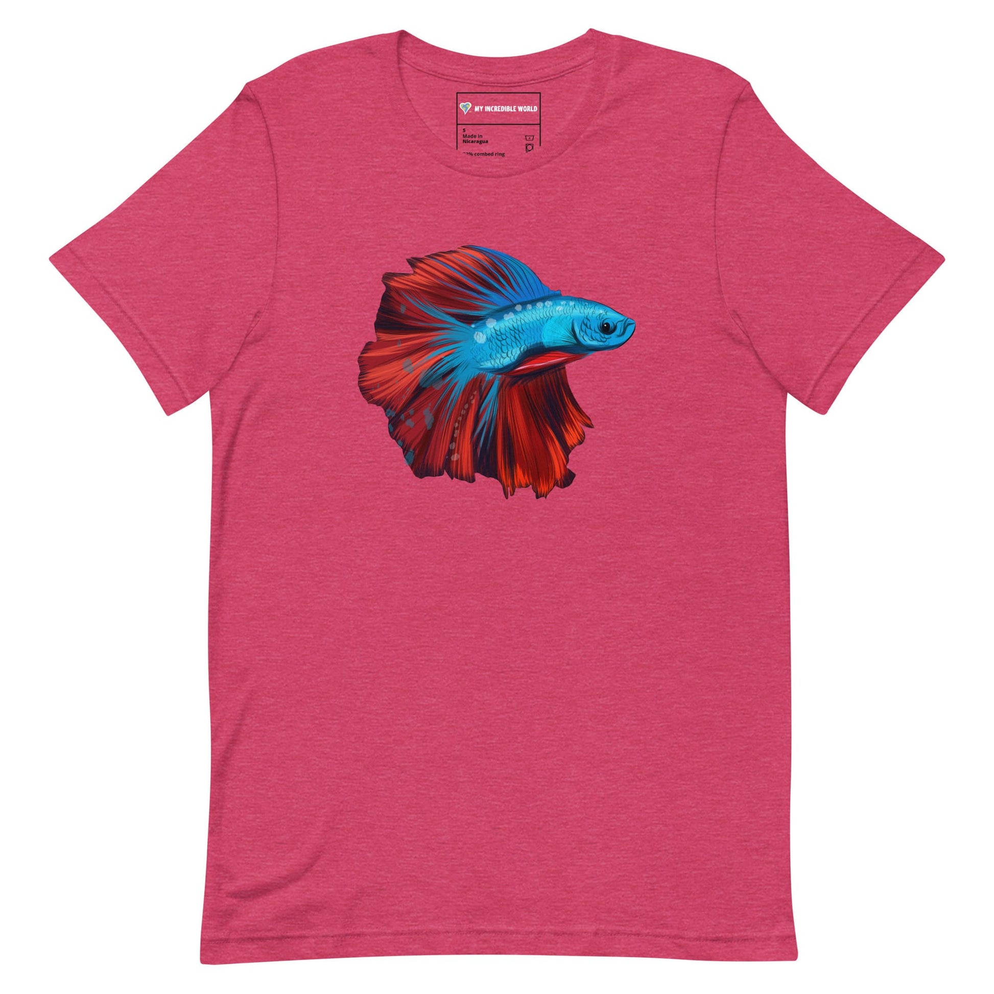 "Watercolor Betta" Betta Fish T-Shirt (Adult Unisex) Heather Raspberry / S