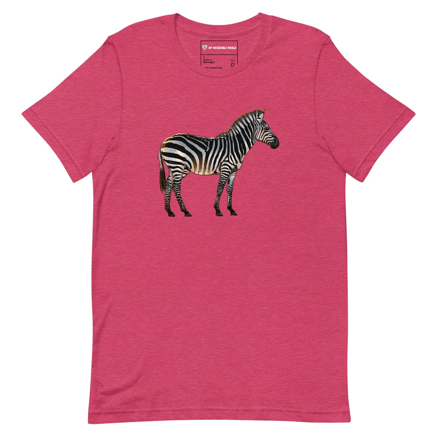 "Watercolor Zebra" Zebra T-Shirt (Adult Unisex) Heather Raspberry / S