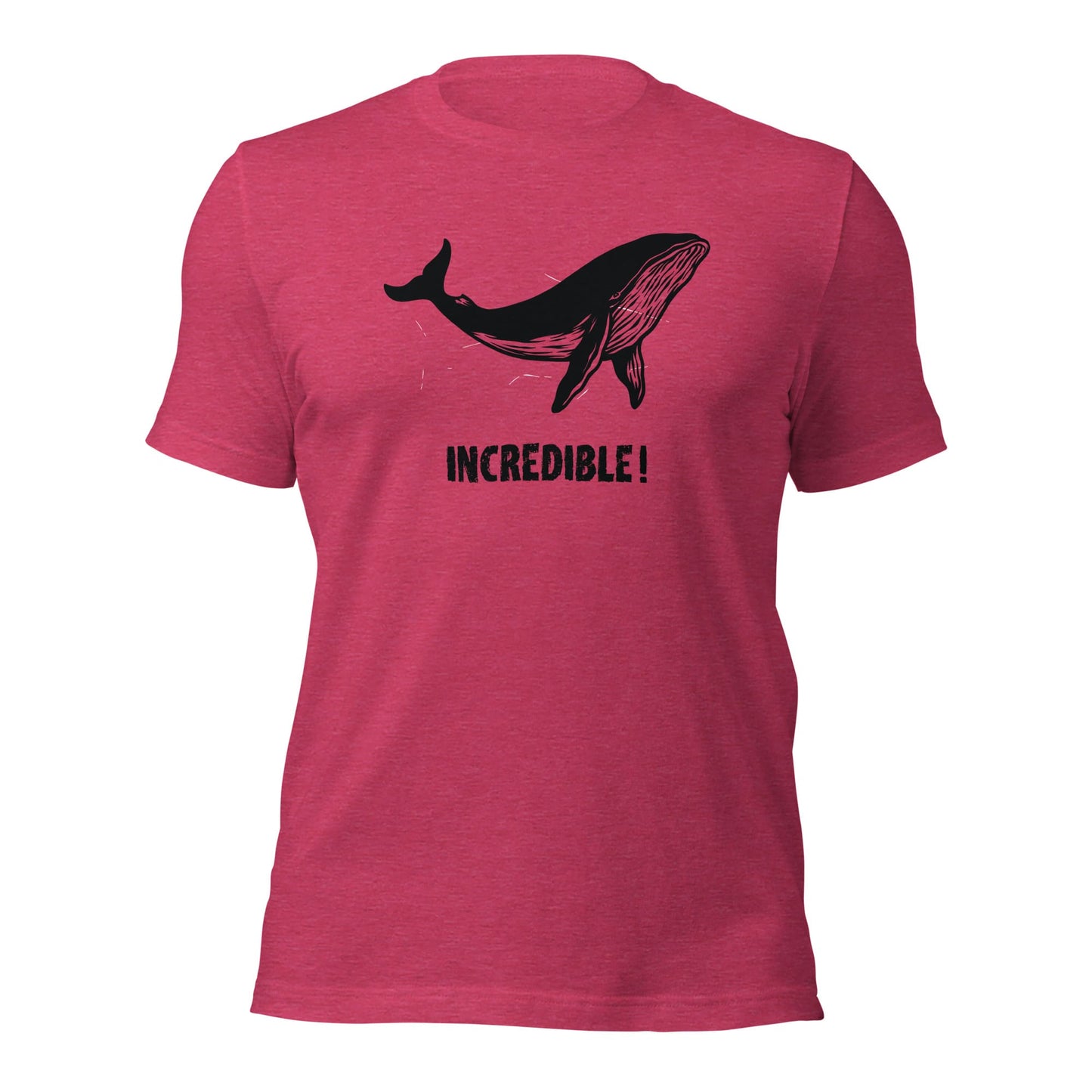 "Whales Are Incredible" Whale T-Shirt (Adult Men's/Unisex) Heather Raspberry / S