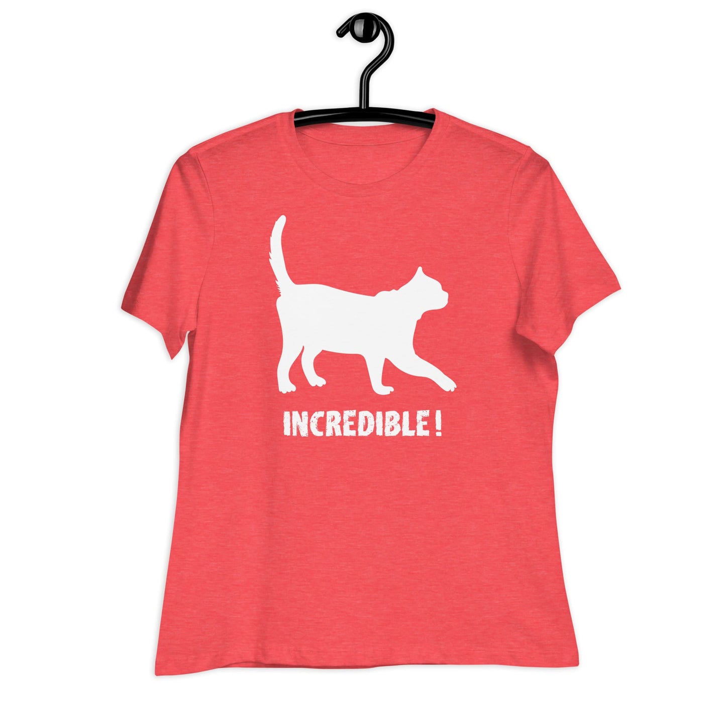 "Cats Are Incredible" Cat Shirt for Women (White Print) Heather Red / S