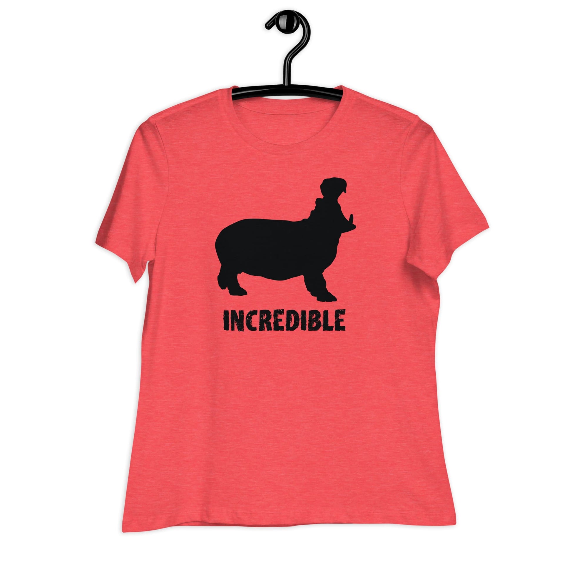 "Hippos are Incredible" T-Shirt - Black Print (Women's) Heather Red / S