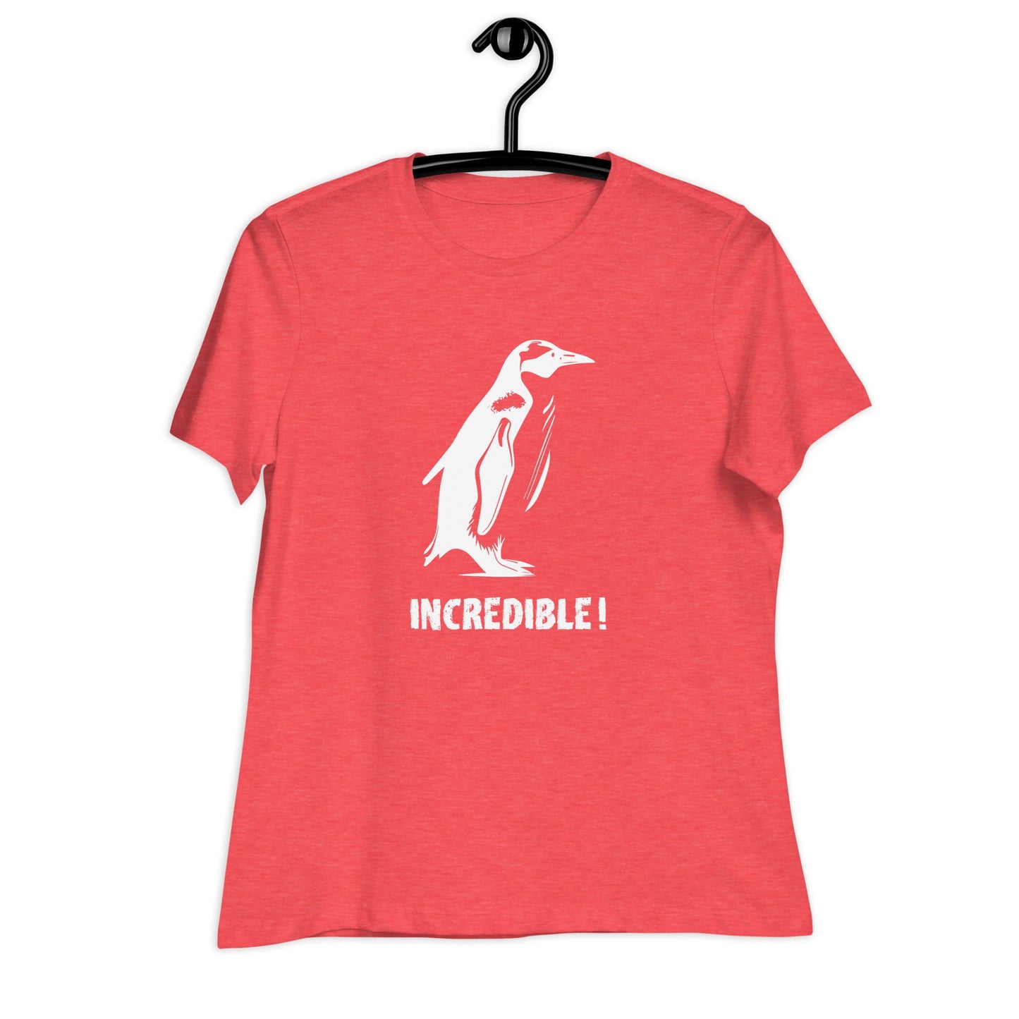 Penguins Are Incredible!” Penguin T-Shirt – White Print (Women’s) Heather Red / S