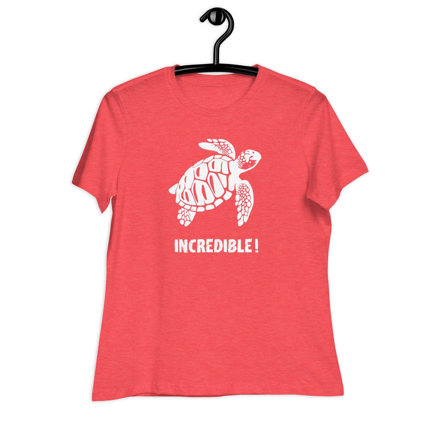 "Sea Turtles Are Incredible" Sea Turtle T-Shirt - White Print (Women's) Heather Red / S