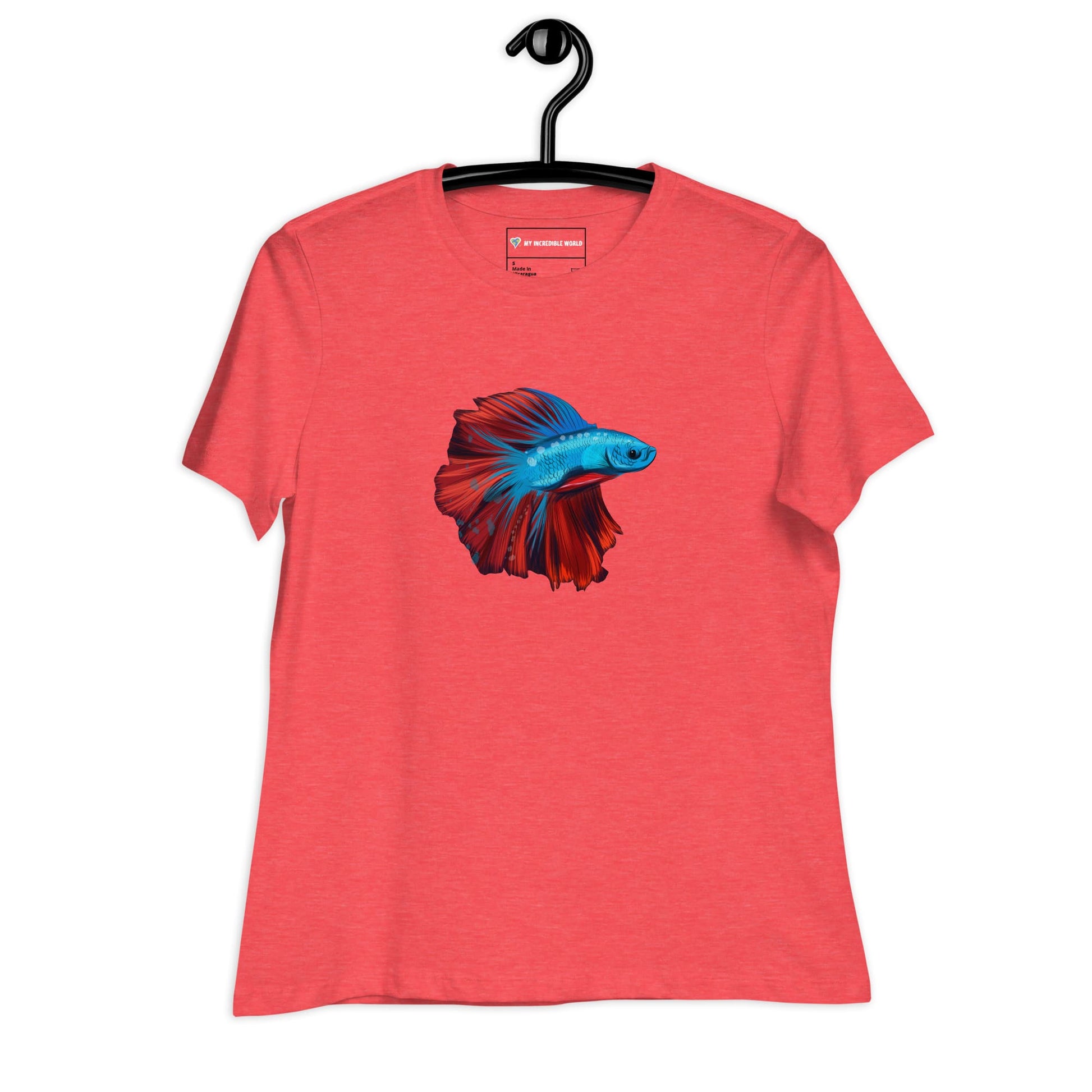 "Watercolor Betta" Women's Betta Fish T-Shirt Heather Red / S