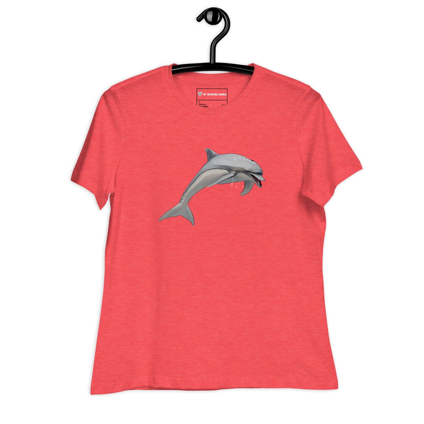 "Watercolor Dolphin" Women's Dolphin T-Shirt Heather Red / S