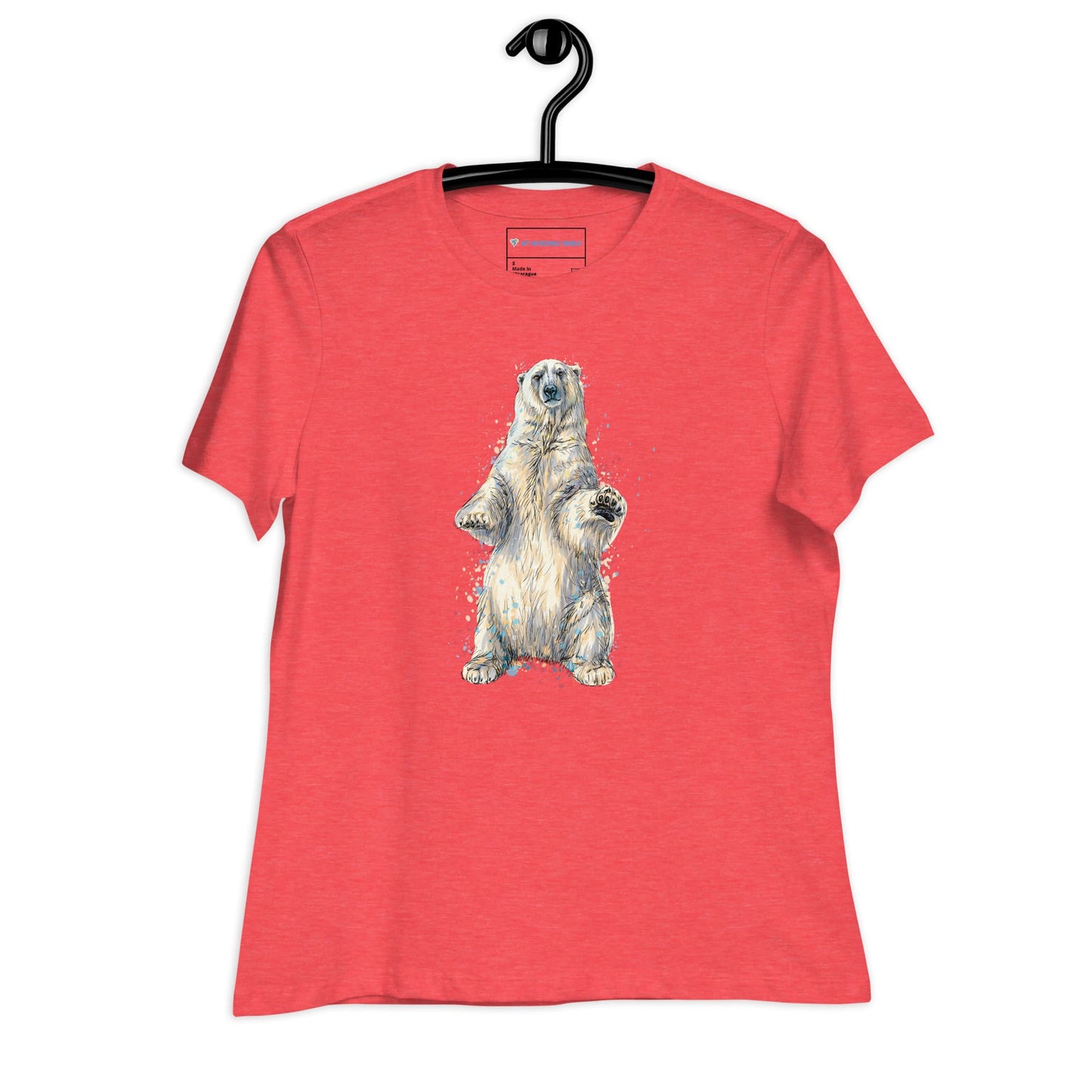 "Watercolor Polar Bear" Women's Polar Bear T-Shirt Heather Red / S