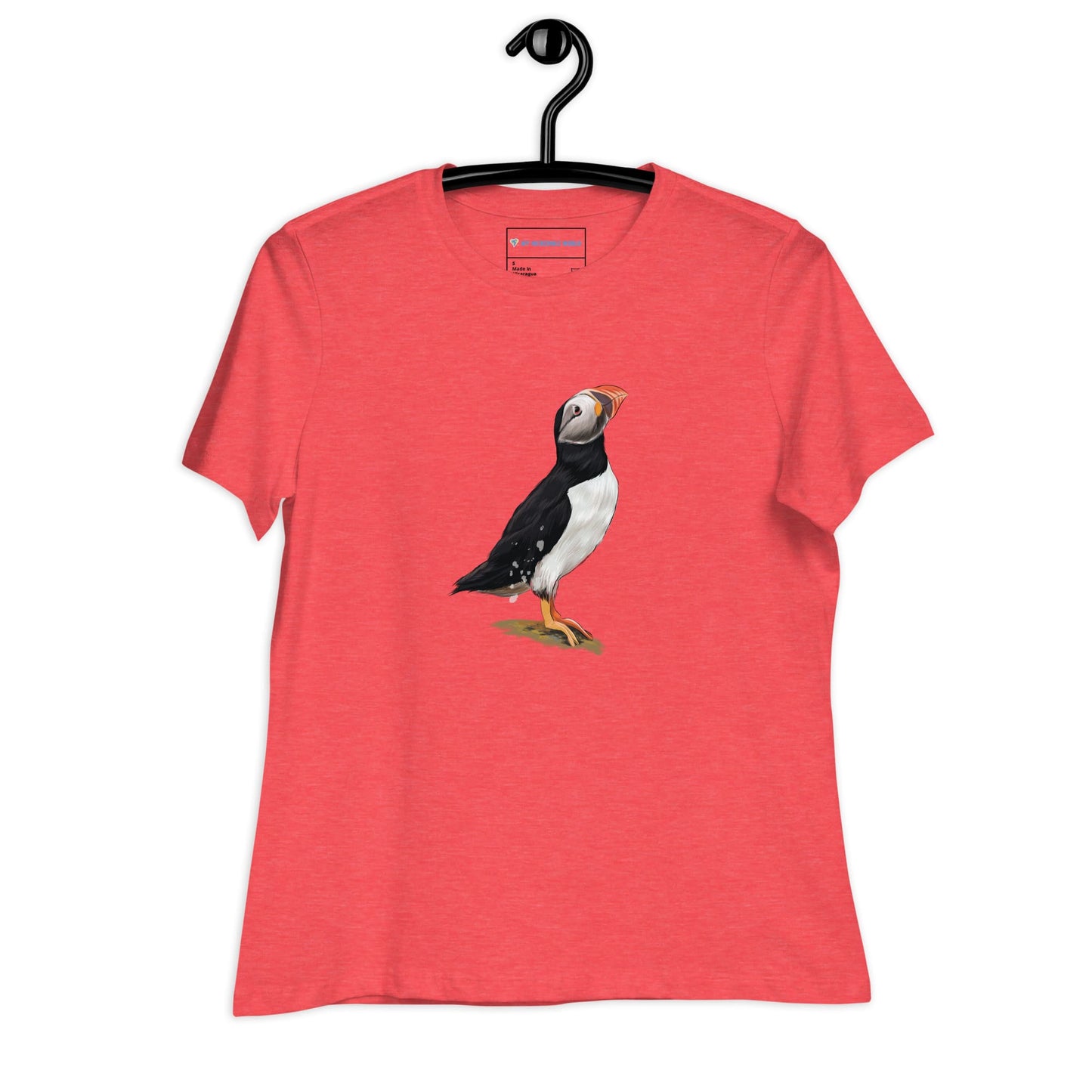 "Watercolor Puffin" Women's Puffin T-Shirt Heather Red / S