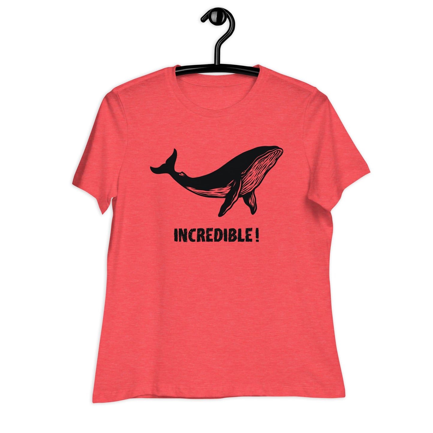 "Whales Are Incredible" Whale T-Shirt for Women (Black Print) Heather Red / S