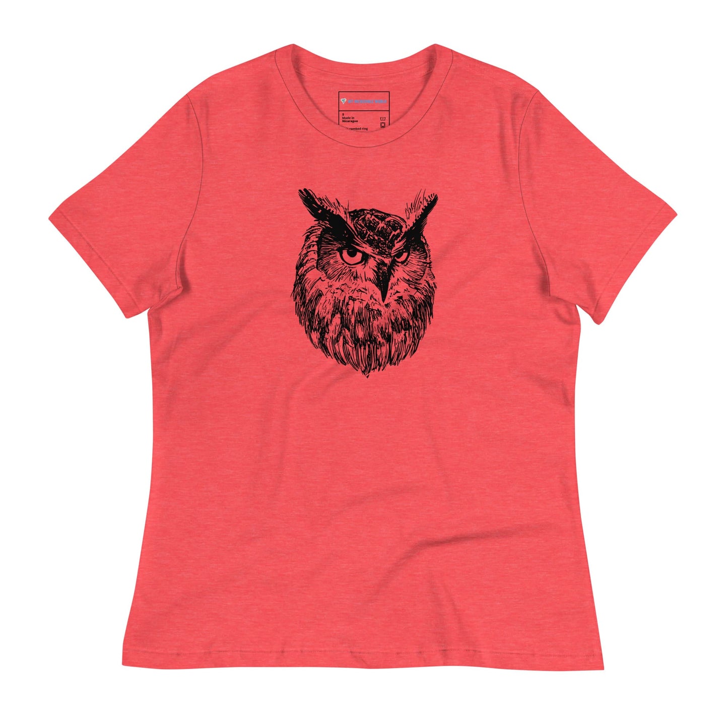 "Wise Owl" Owl Sketch T-Shirt (Women's) Heather Red / S