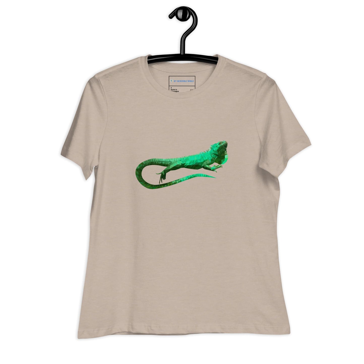 "Low-Poly Iguana" Polygonal Iguana T-Shirt for Women Heather Stone / S