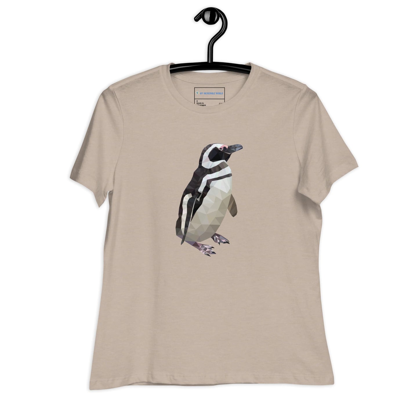 "Low-Poly Penguin" Polygonal Penguin T-Shirt for Women Heather Stone / S