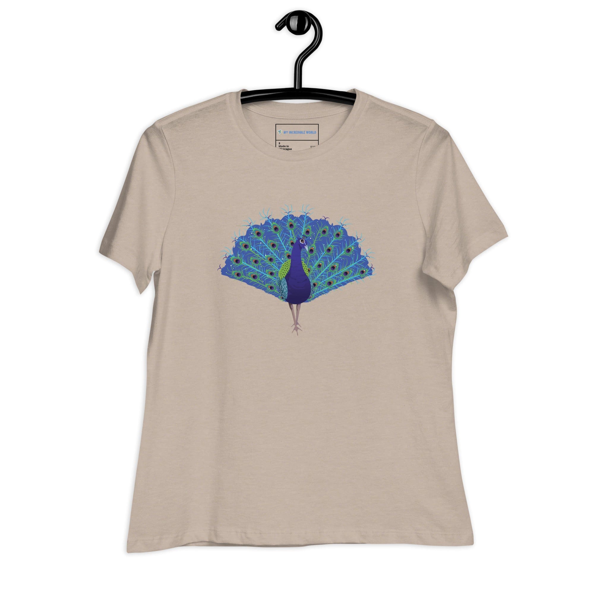 "Strut Your Stuff" Peacock T-Shirt (Women's) Heather Stone / S