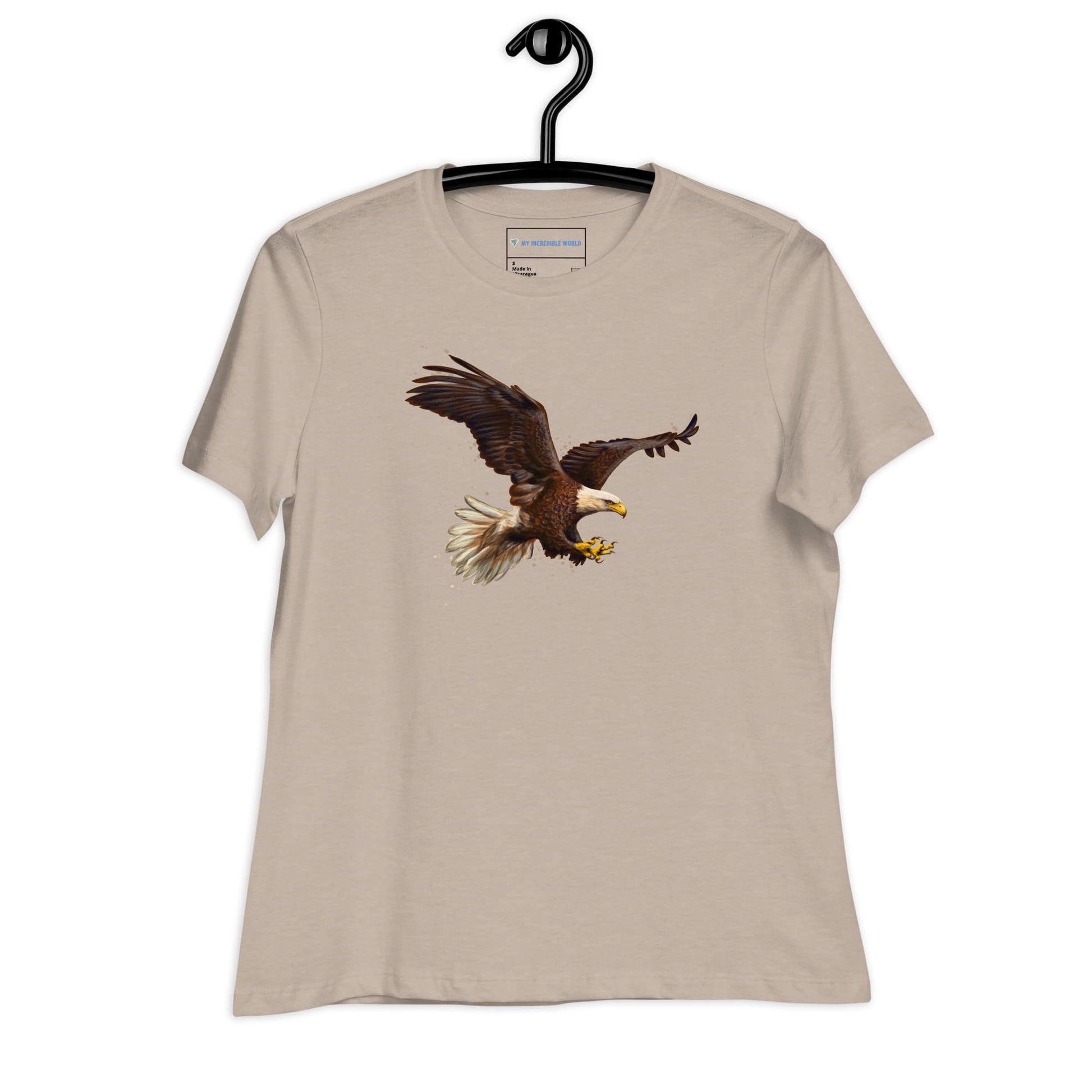 "Watercolor Bald Eagle" Women's Bald Eagle T-Shirt Heather Stone / S