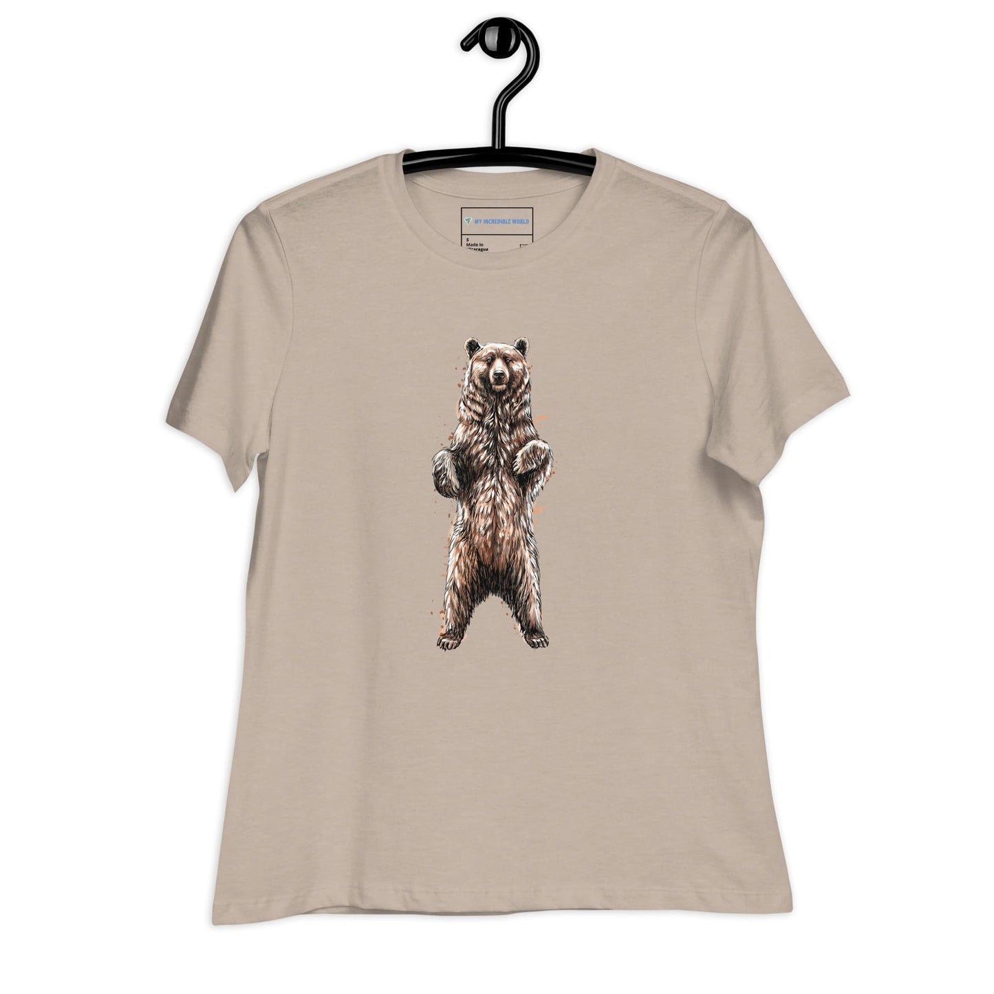 "Watercolor Brown Bear" Women's Brown Bear T-Shirt Heather Stone / S