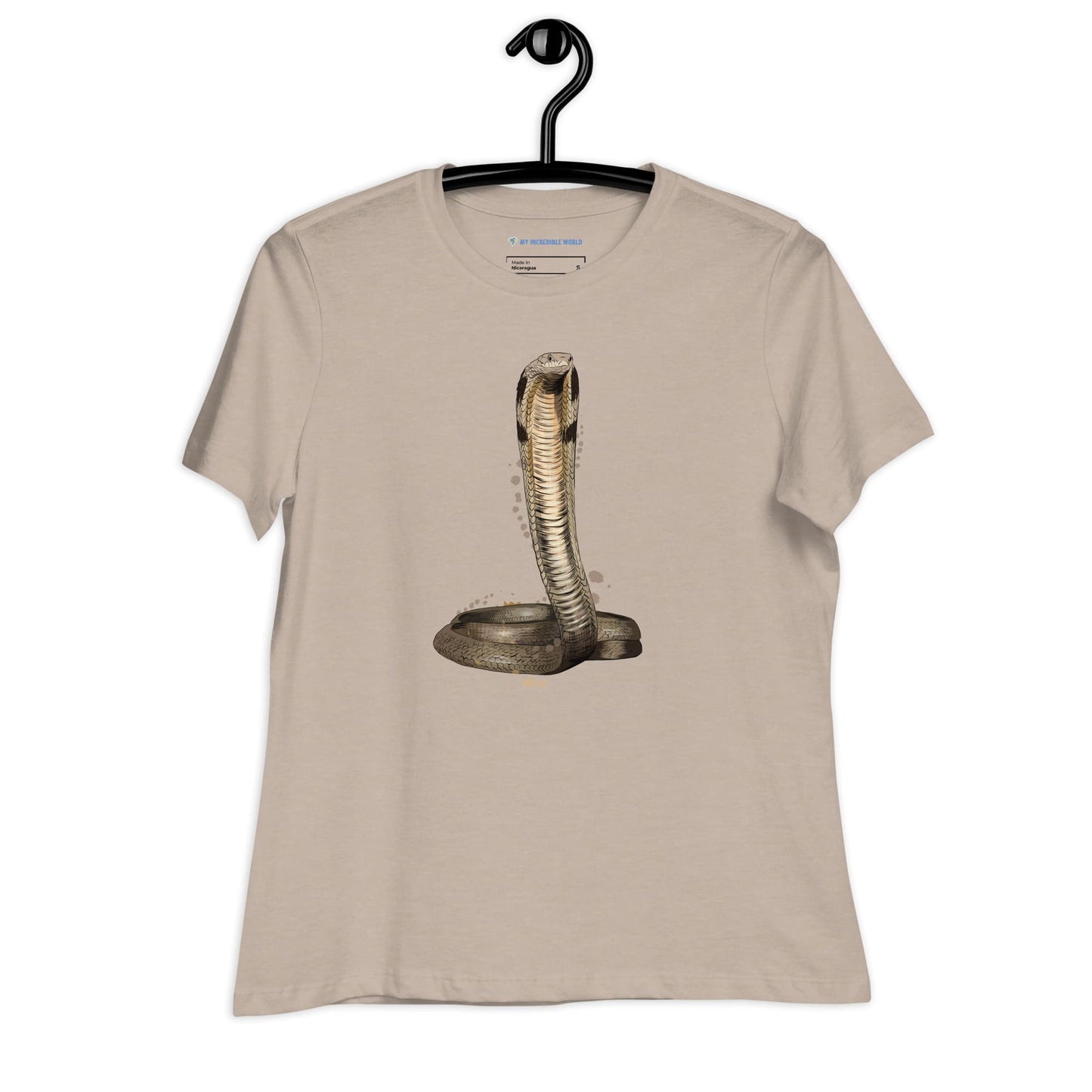 "Watercolor Cobra" Women's Cobra T-Shirt (Snake) Heather Stone / S