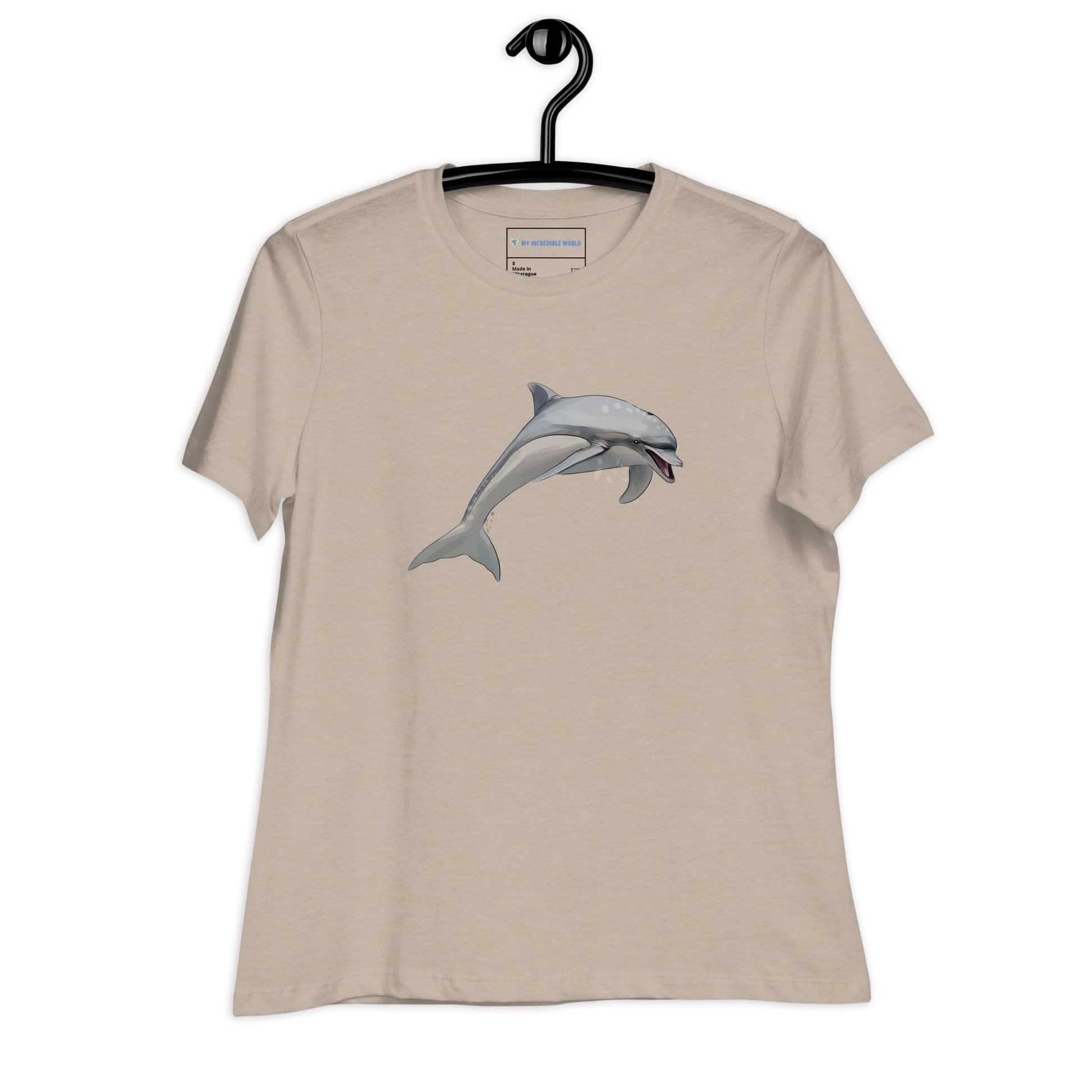 "Watercolor Dolphin" Women's Dolphin T-Shirt Heather Stone / S