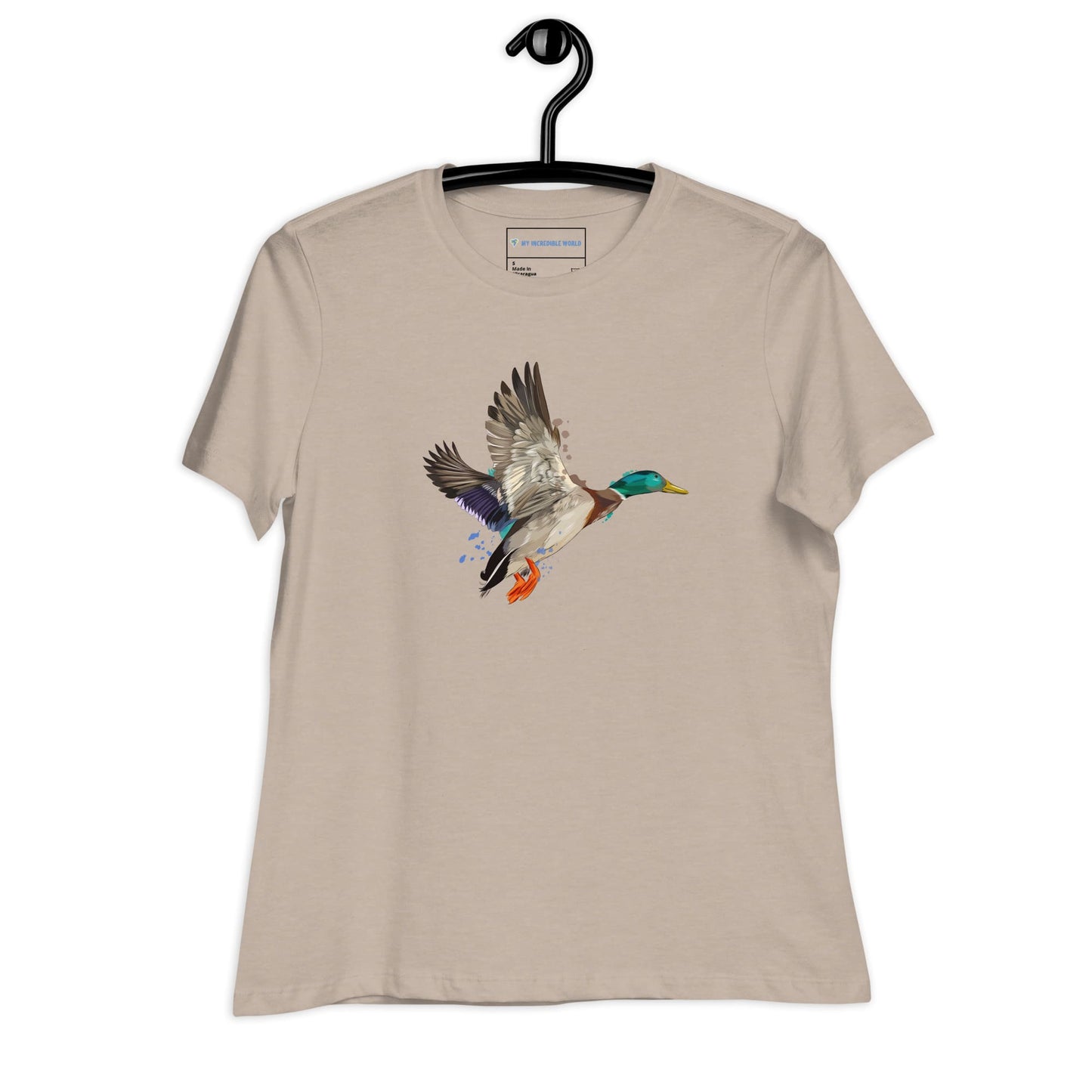 "Watercolor Duck" Women's Mallard Duck T-Shirt Heather Stone / S