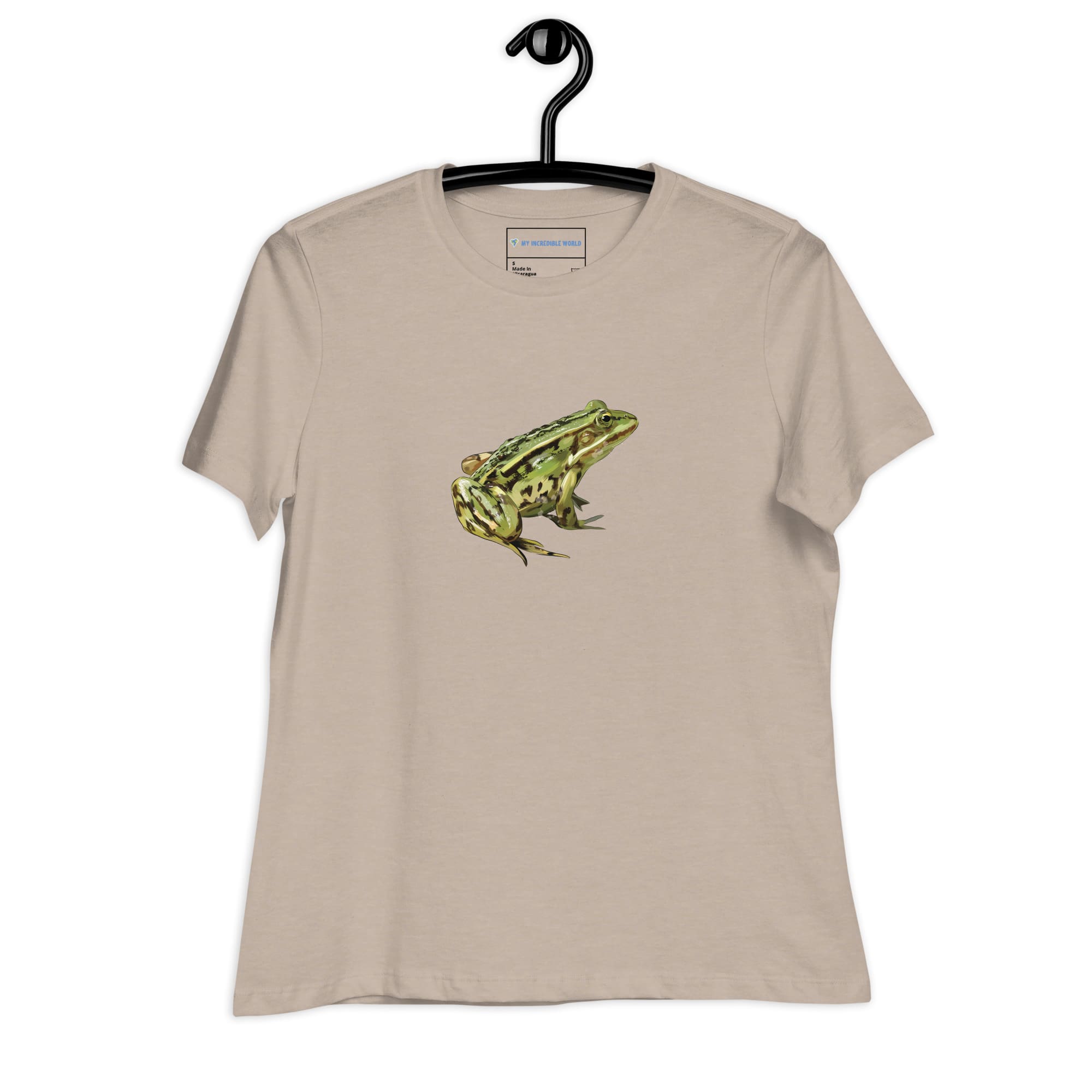 "Watercolor Frog" Women's Frog T-Shirt Heather Stone / S