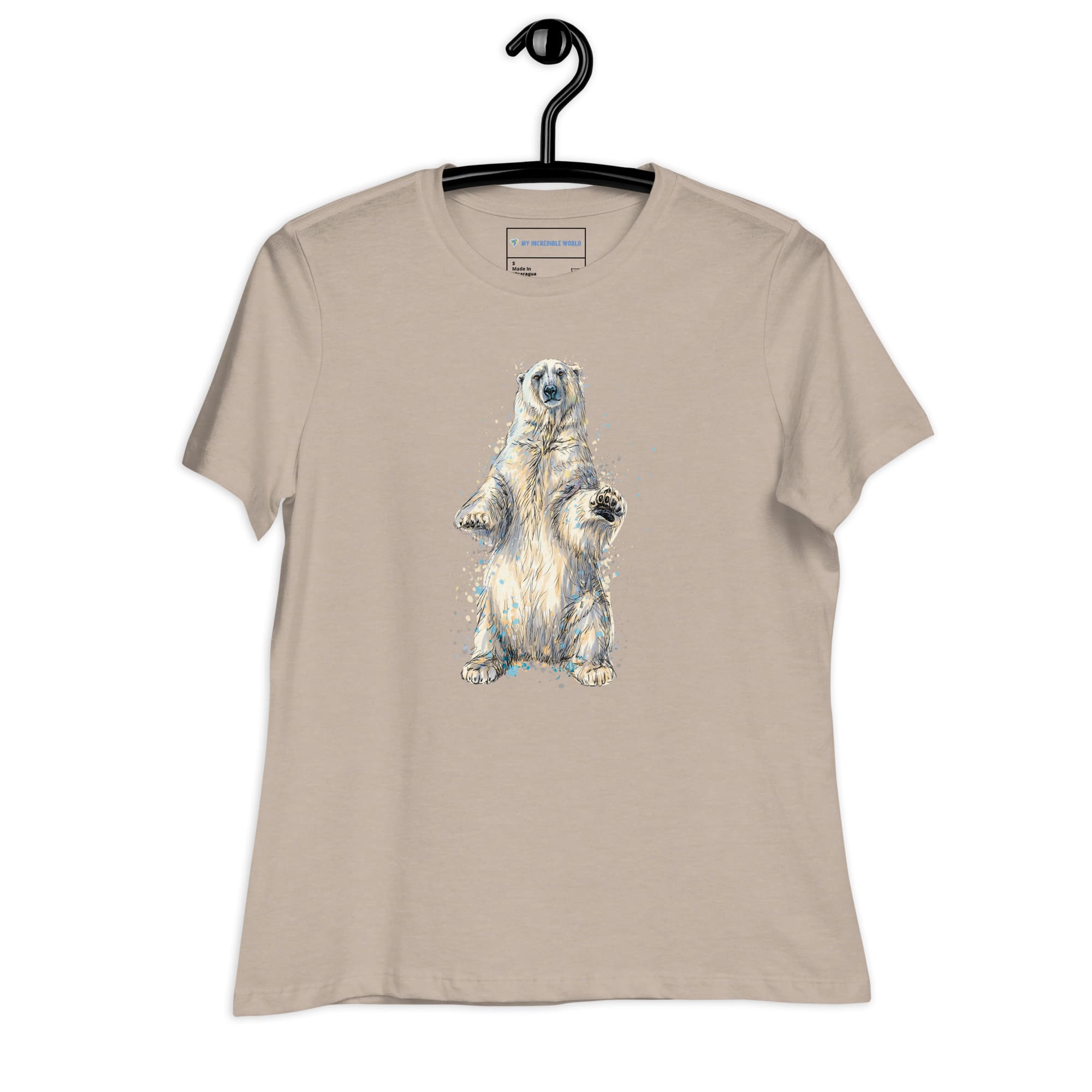 "Watercolor Polar Bear" Women's Polar Bear T-Shirt Heather Stone / S