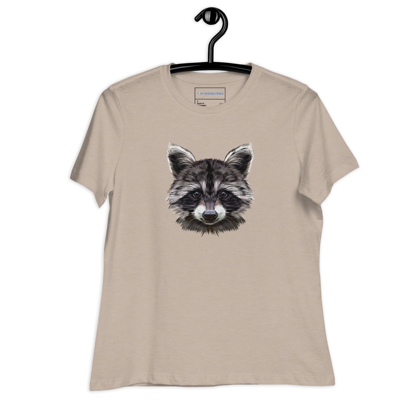 "Watercolor Raccoon" Women's Raccoon T-Shirt Heather Stone / S