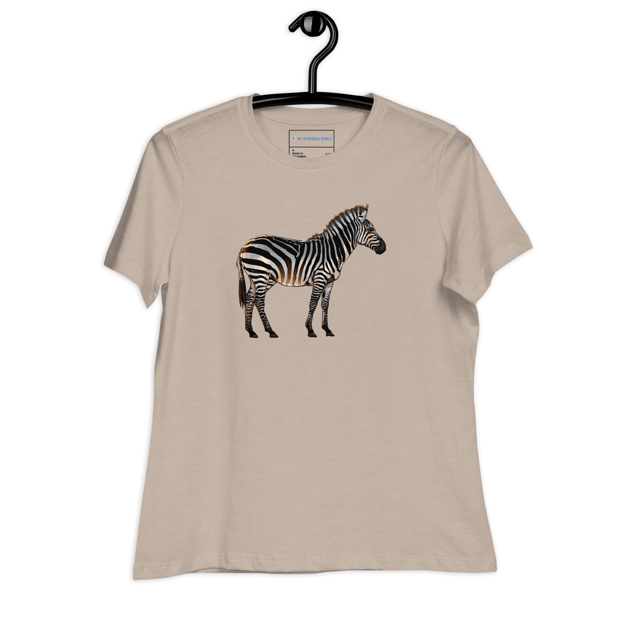 "Watercolor Zebra" Women's Zebra T-Shirt Heather Stone / S