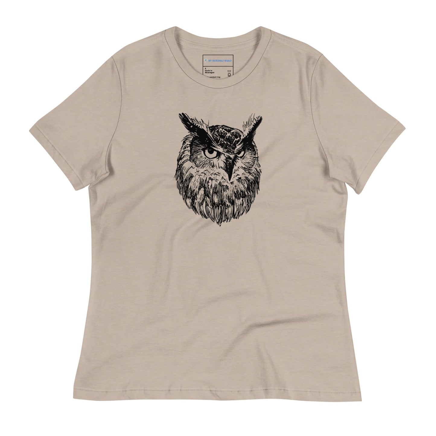 "Wise Owl" Owl Sketch T-Shirt (Women's) Heather Stone / S