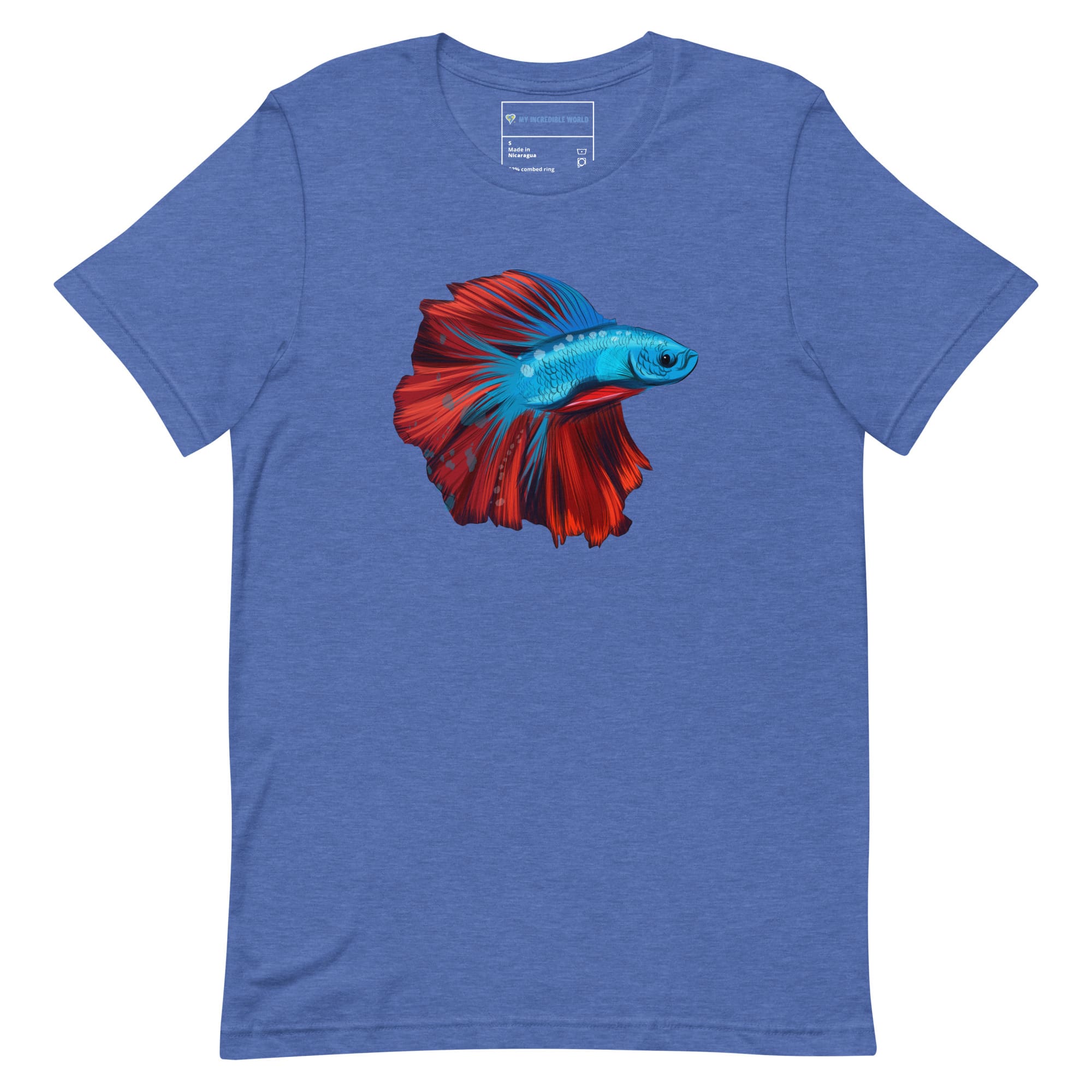 "Watercolor Betta" Betta Fish T-Shirt (Adult Unisex) Heather True Royal / S