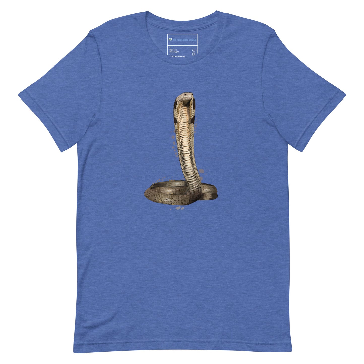 "Watercolor Cobra" Cobra Snake T-Shirt (Adult Unisex) Heather True Royal / S