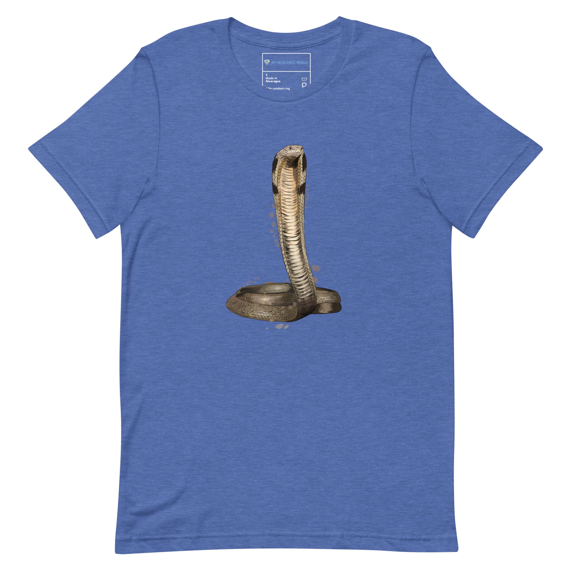 "Watercolor Cobra" Cobra Snake T-Shirt (Adult Unisex) Heather True Royal / S