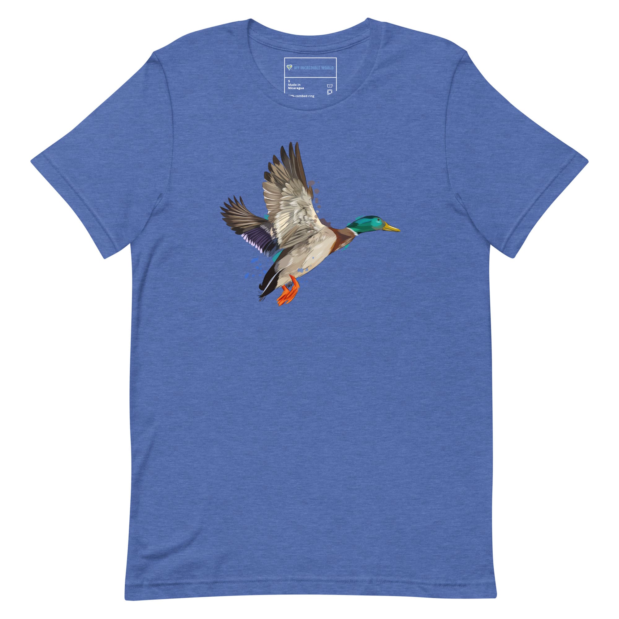 "Watercolor Duck" Mallard Duck T-Shirt (Adult Unisex) Heather True Royal / S