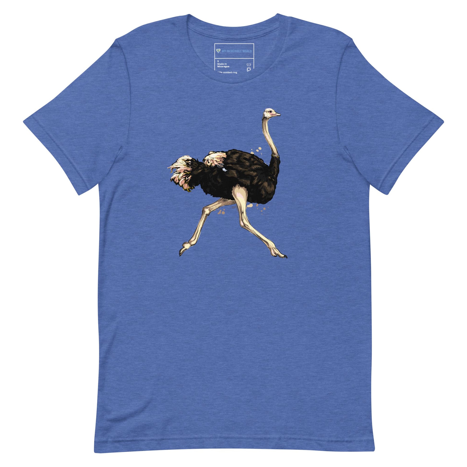 "Watercolor Ostrich" Ostrich T-Shirt (Adult Unisex) Heather True Royal / S