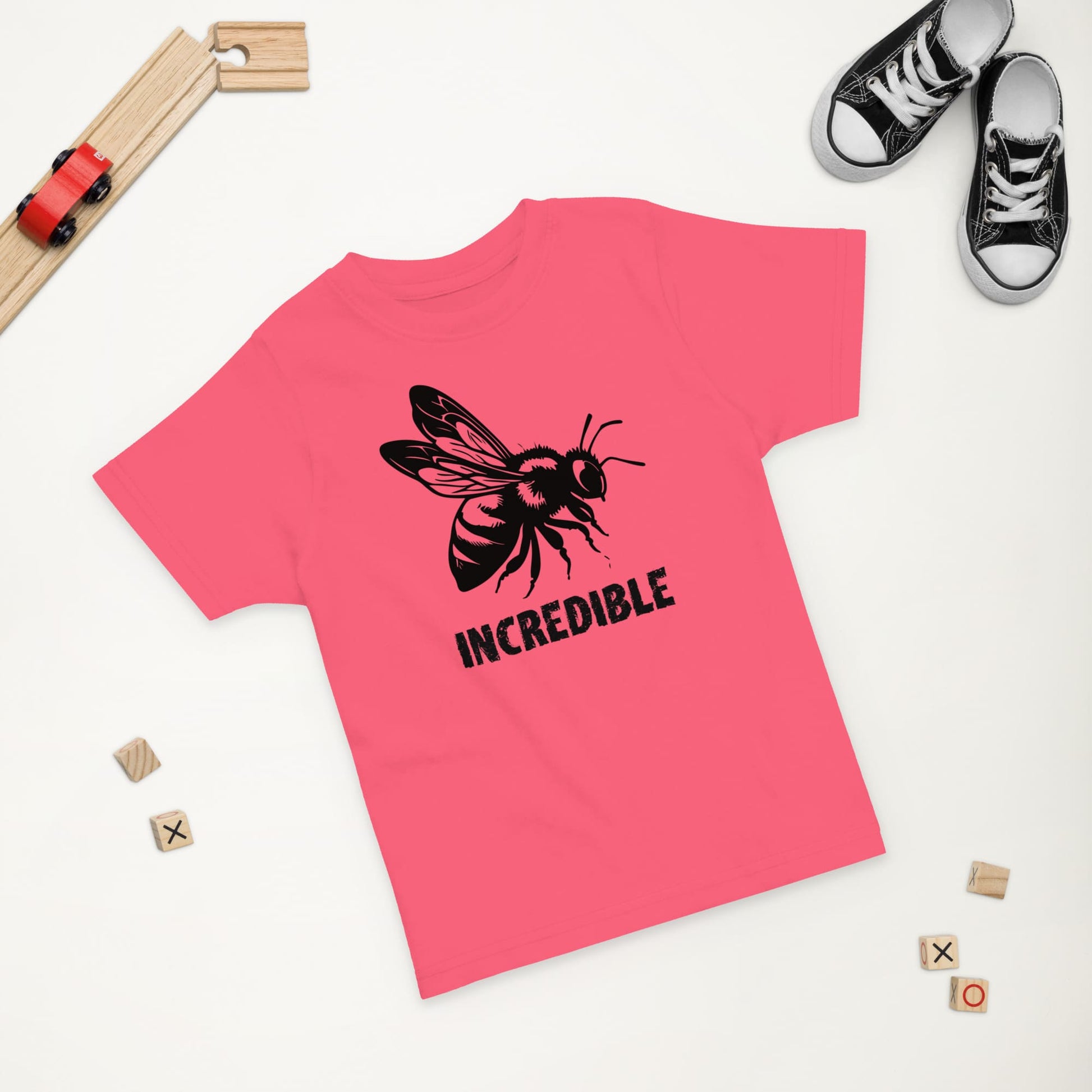 "Bees are Incredible" Bee T-Shirt for Toddlers Hot Pink / 2