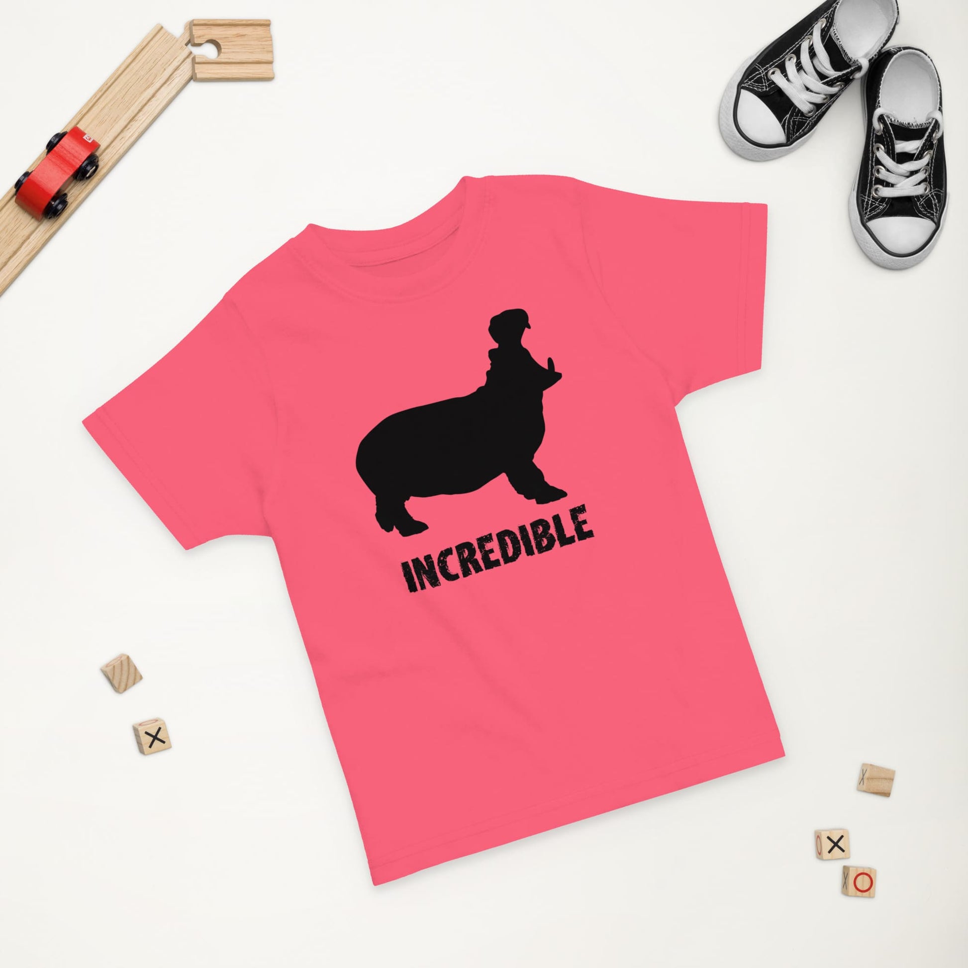 "Hippos are Incredible" T-Shirt - Black Print (Toddlers) Hot Pink / 2