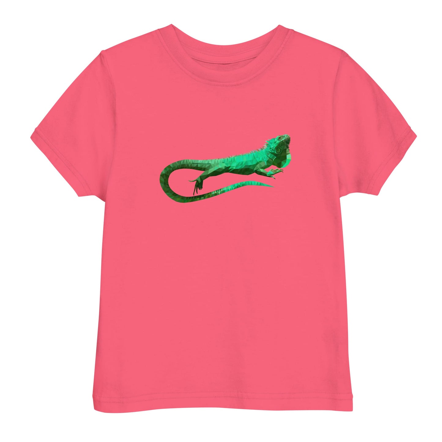 "Low-Poly Iguana" Polygonal Iguana T-Shirt for Toddlers Hot Pink / 2